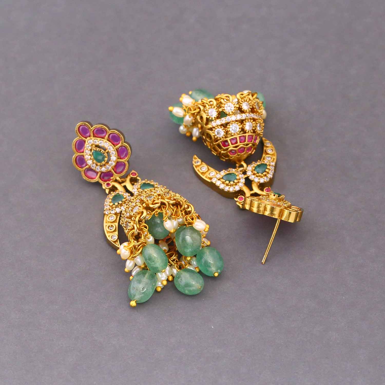 Multicolor Keerti Victorian Jhumkis - Image 4