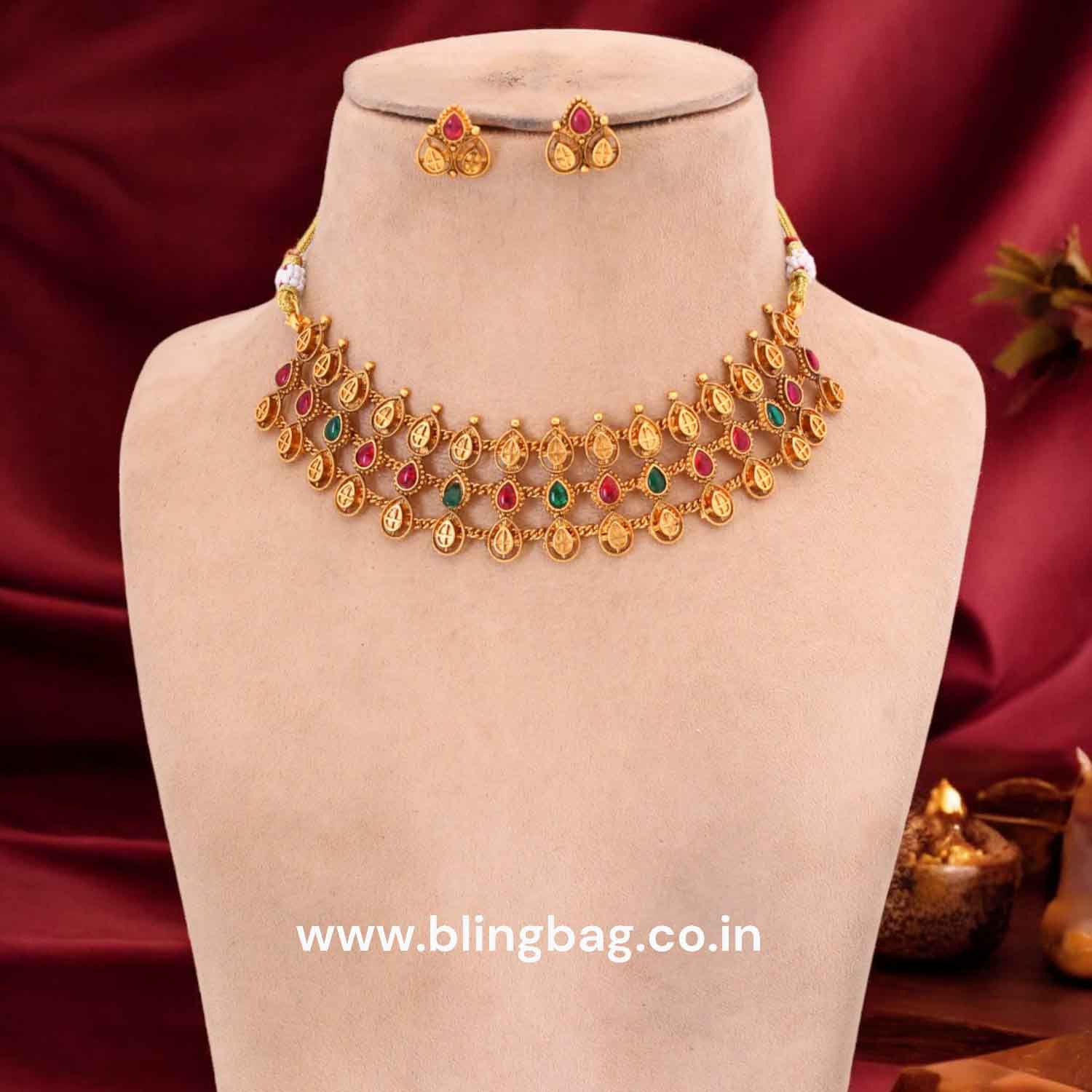 Multicolor Kirandeep Antique Jewellery Set - New Arrival - Image 3