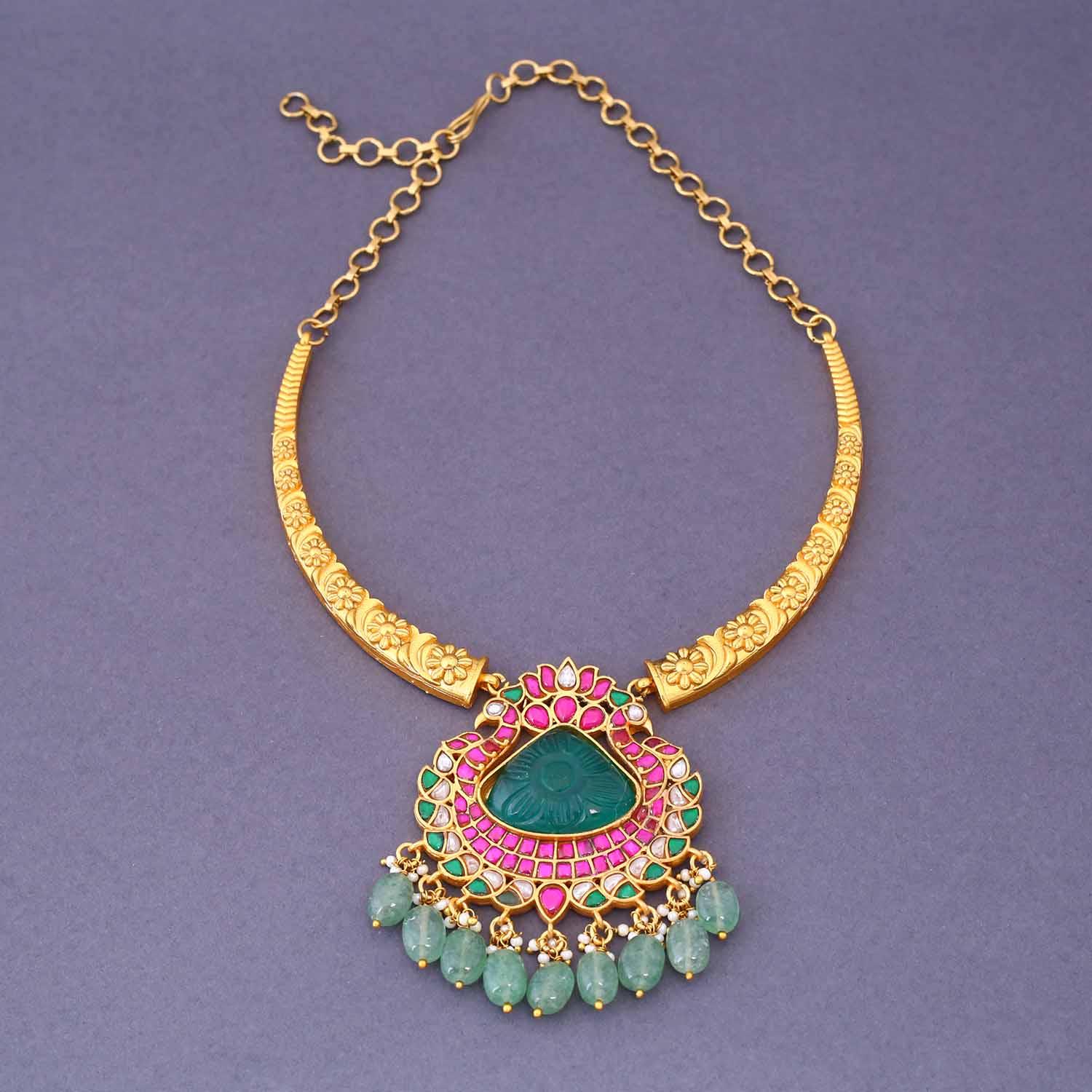 Multicolor Kulsmani Hasli Antique Jewellery Set - New Arrival - Image 3