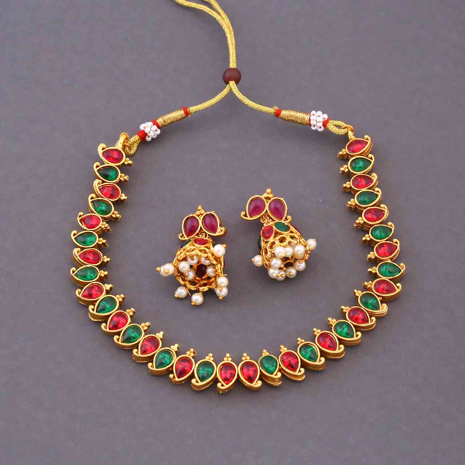 Multicolor Kumuda Antique Jewellery Set- New Arrival - Image 4