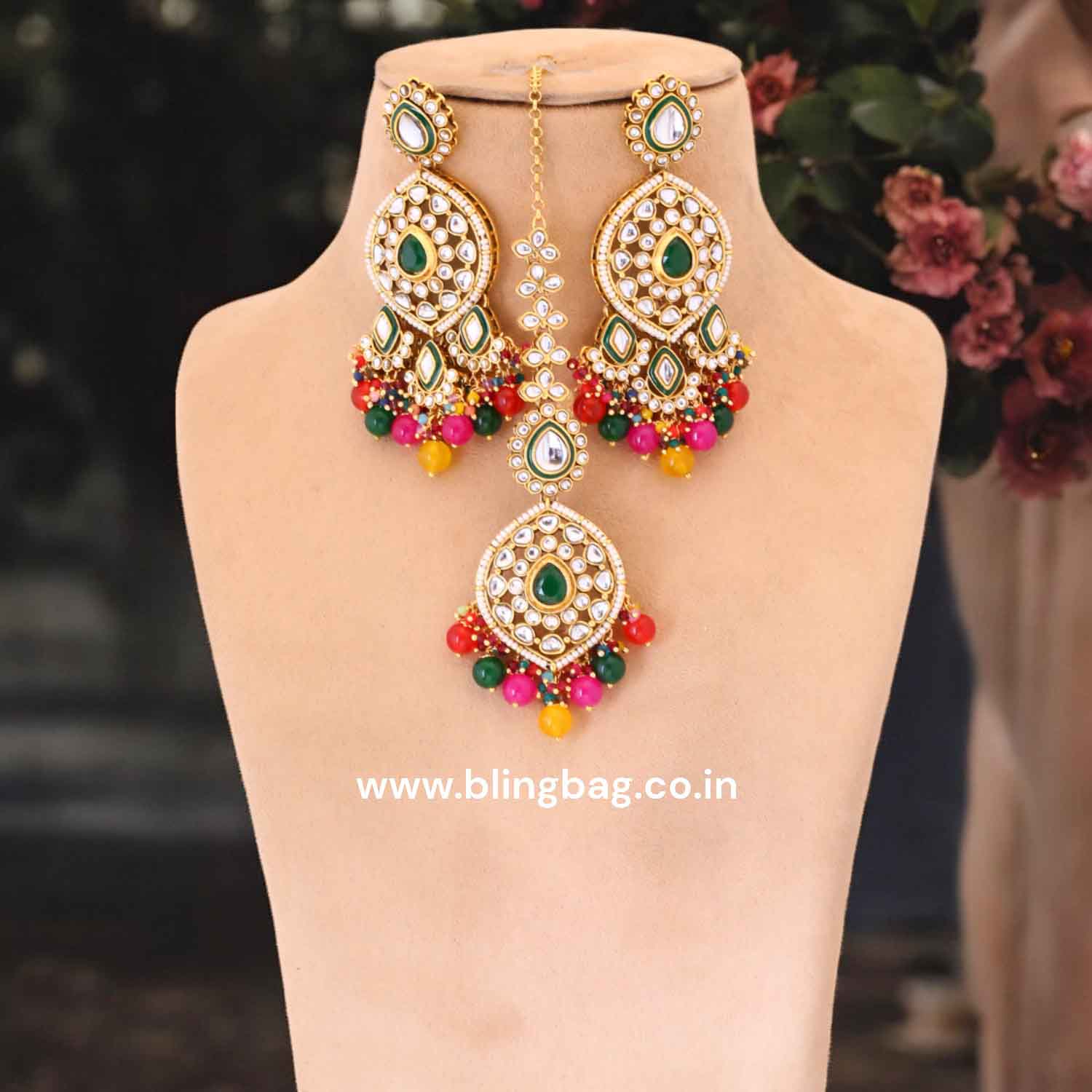 Multicolor Kusum Maang Tikka Set - Image 2