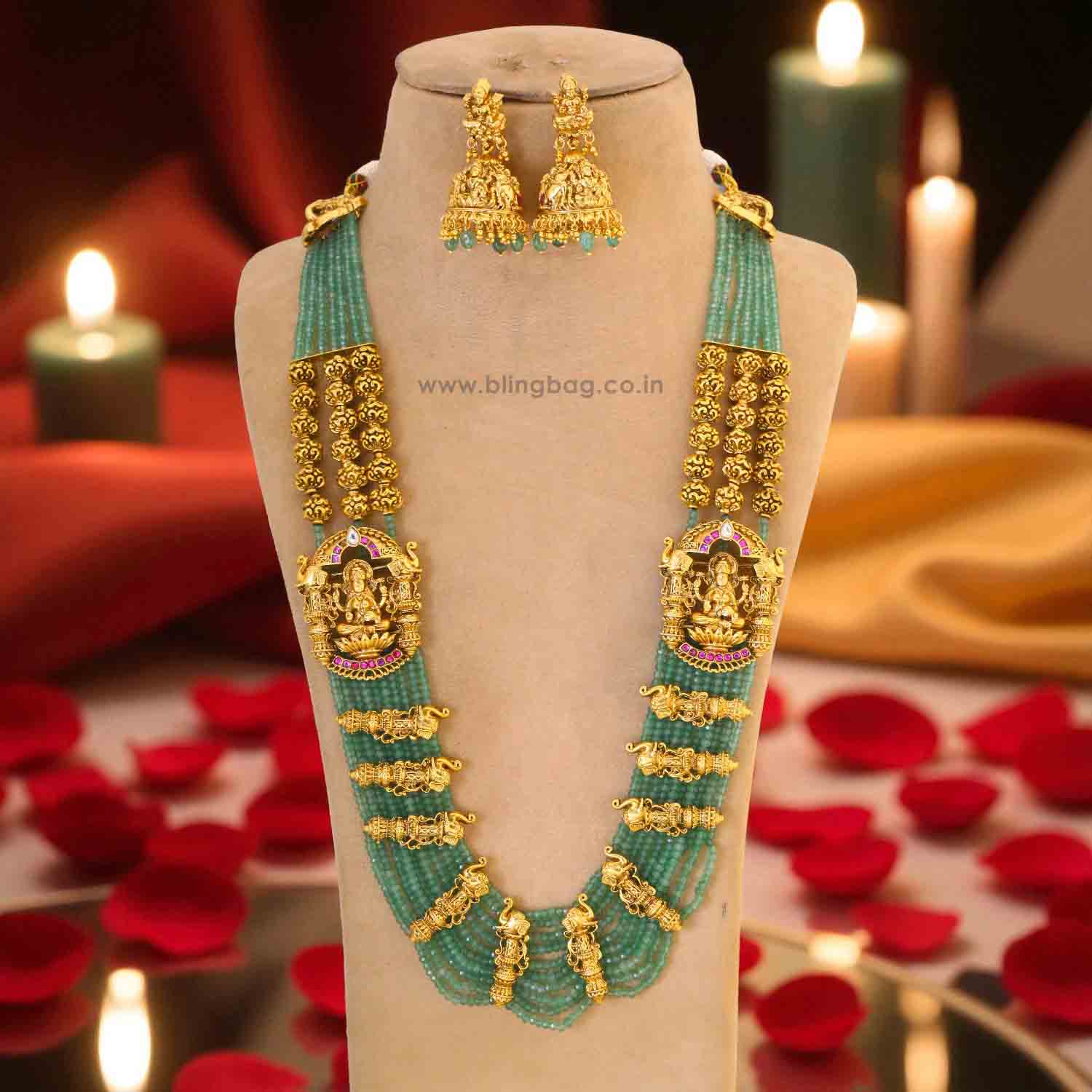 Mint Lakshmiya Temple Jewellery Set - New Arrival - Image 3