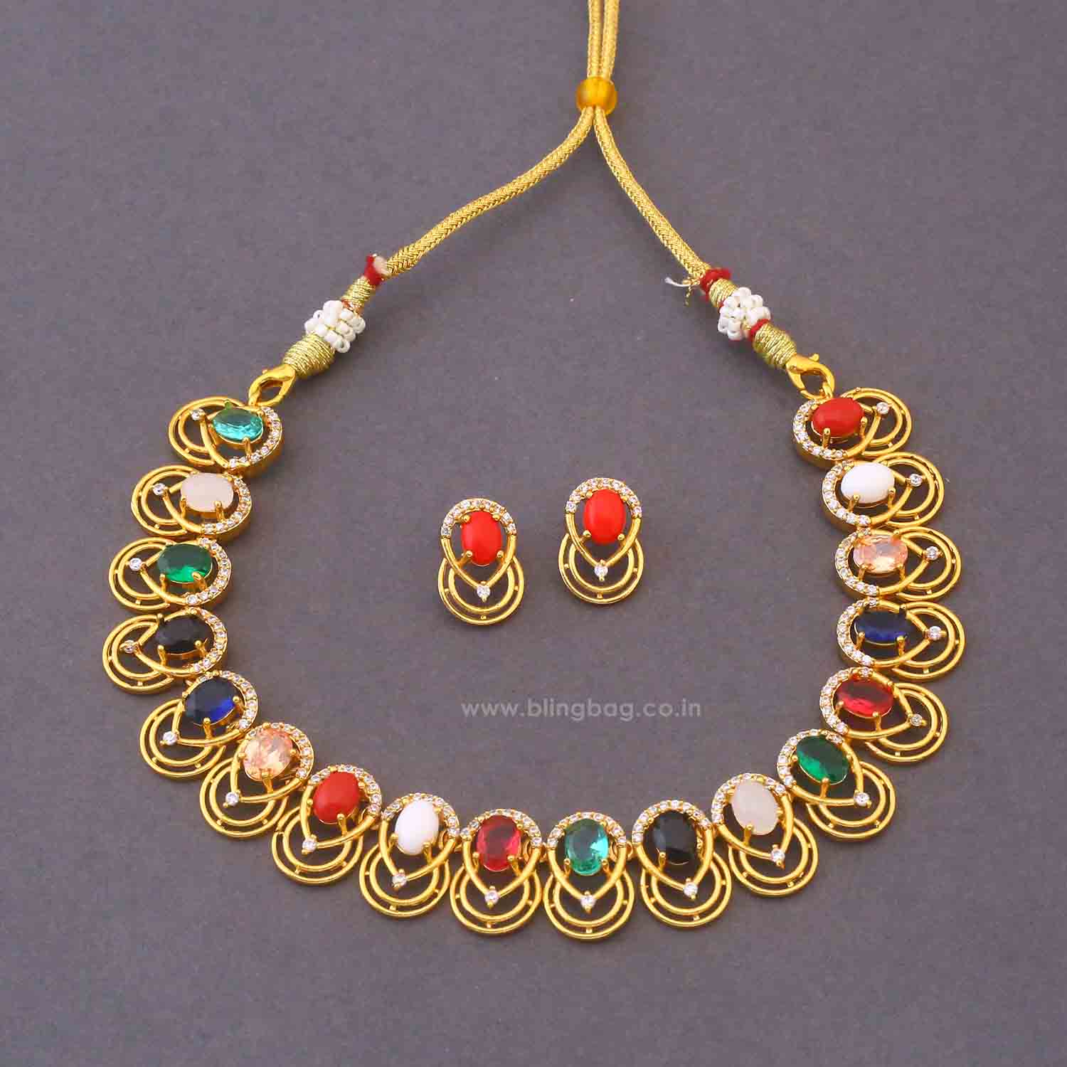 Multicolor Lila Antique Jewellery Set - New Arrival - Image 4