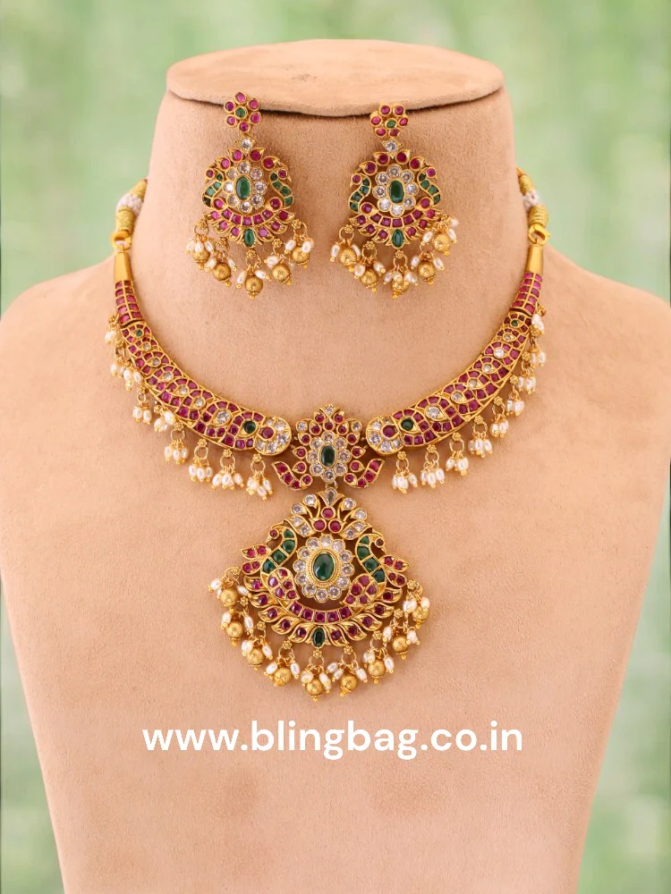 Multicolor Madhava Antique Jewellery Set - New Arrival - Image 2