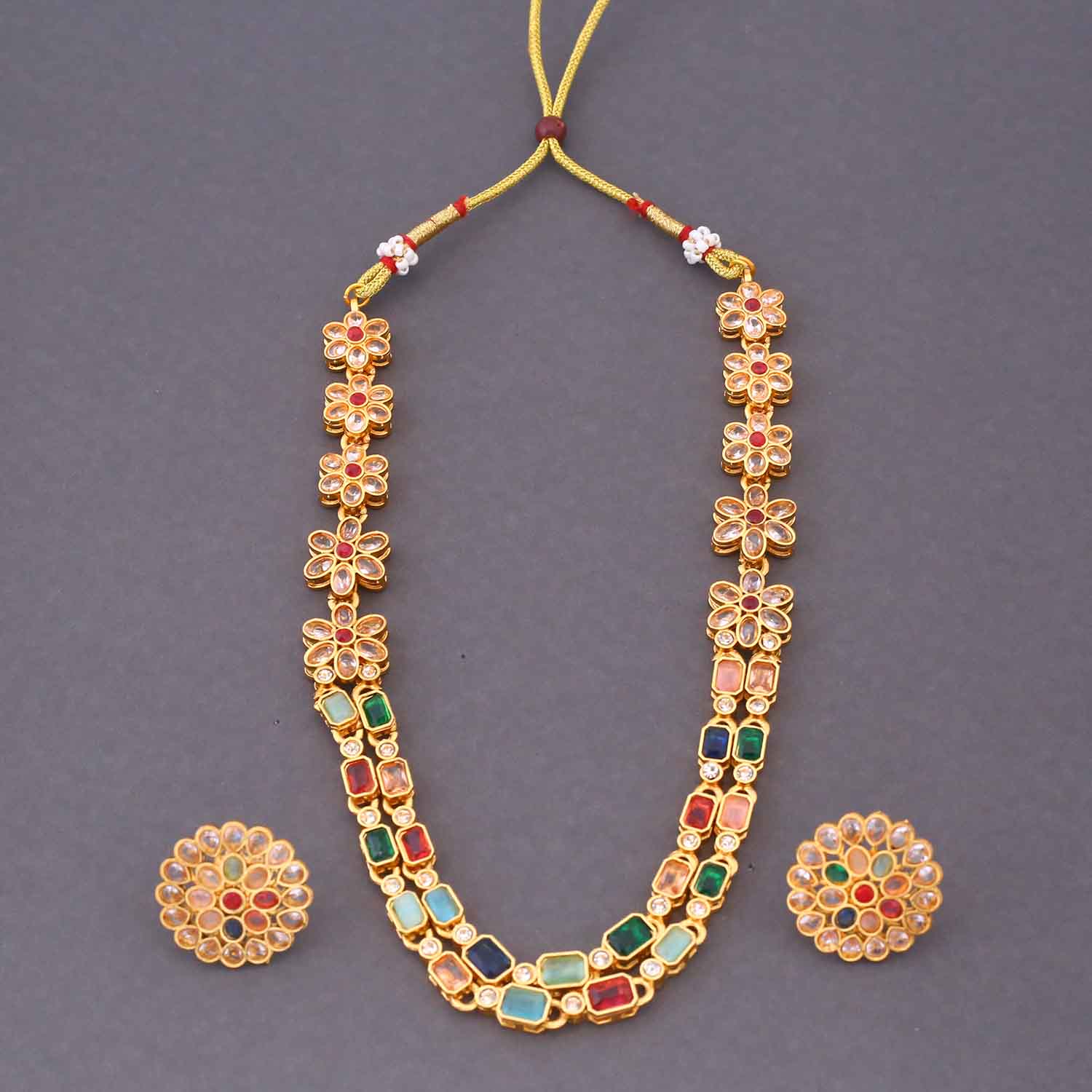 Multicolor Manimala Antique Jewellery Set - New Arrival - Image 3