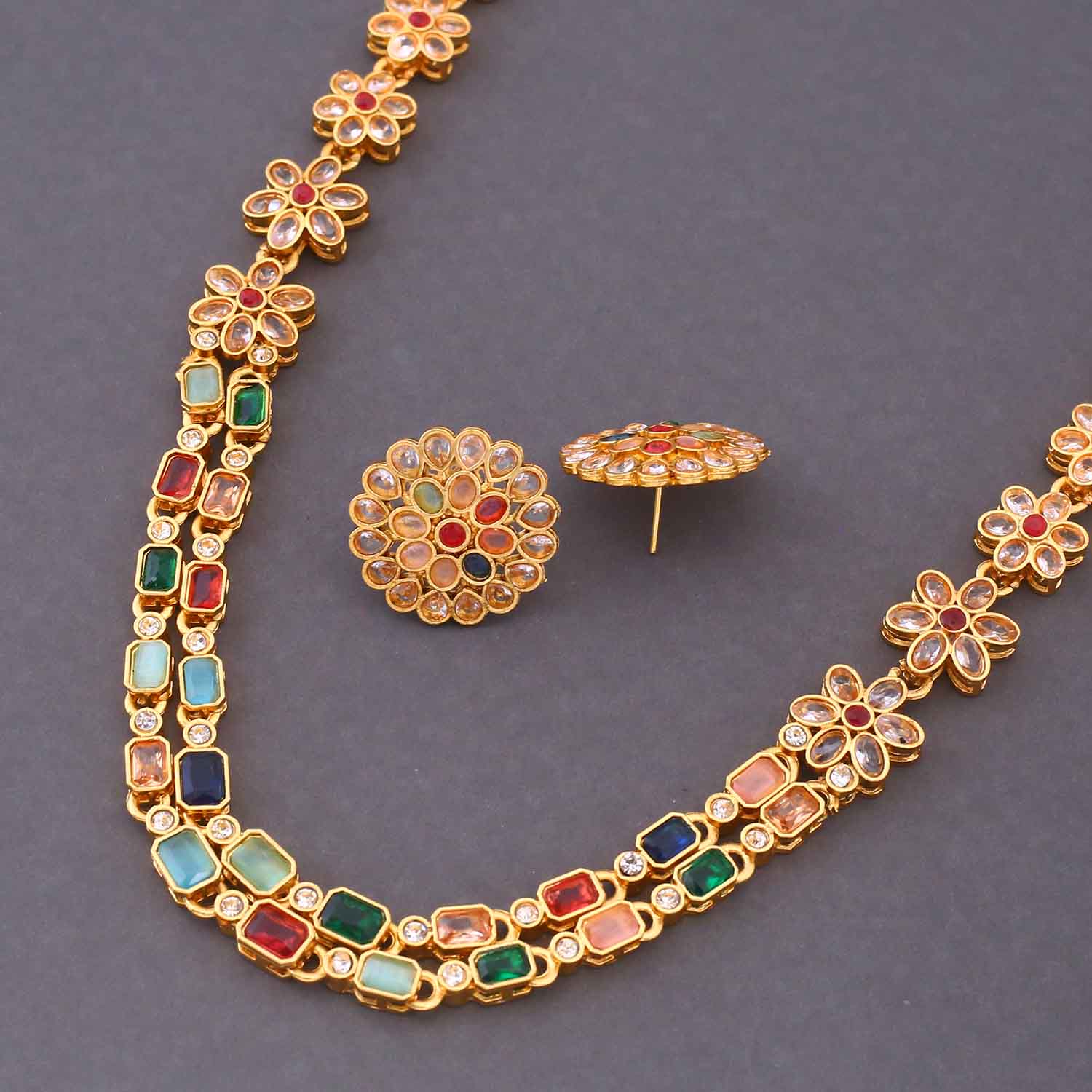 Multicolor Manimala Antique Jewellery Set - New Arrival - Image 4