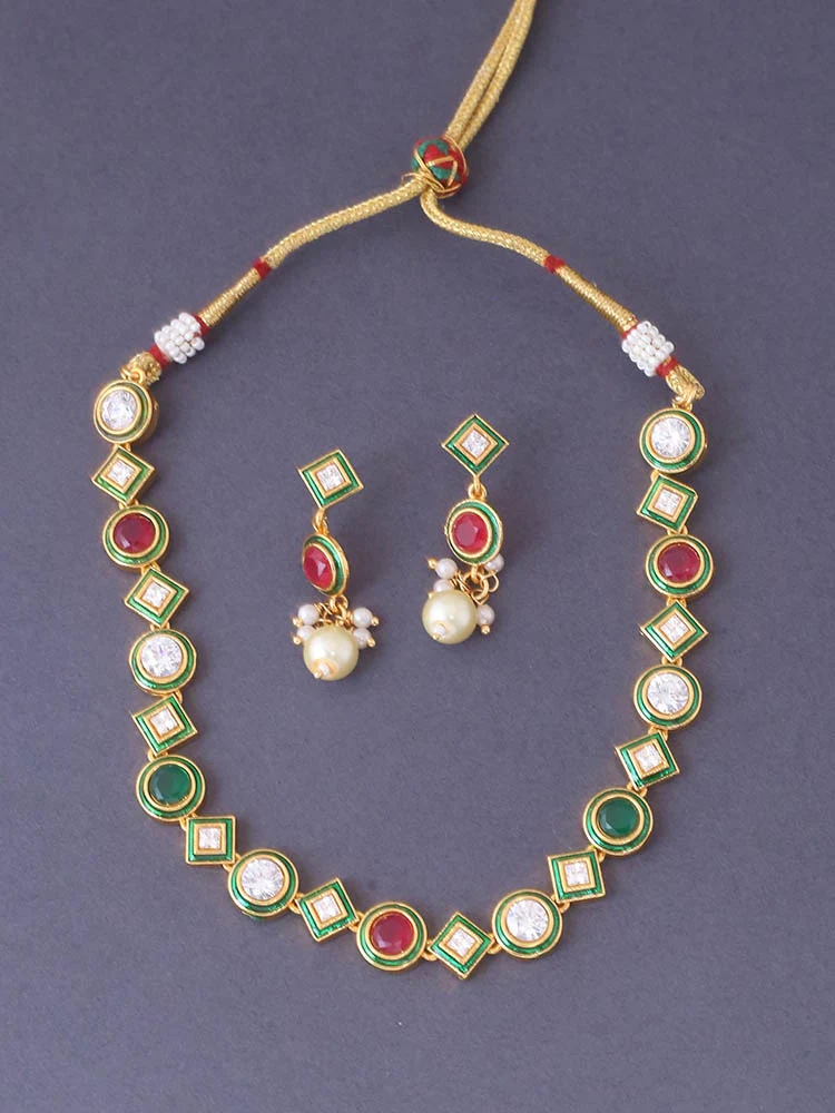 Multicolor Mansvi Kundan Jewellery Set - Image 3