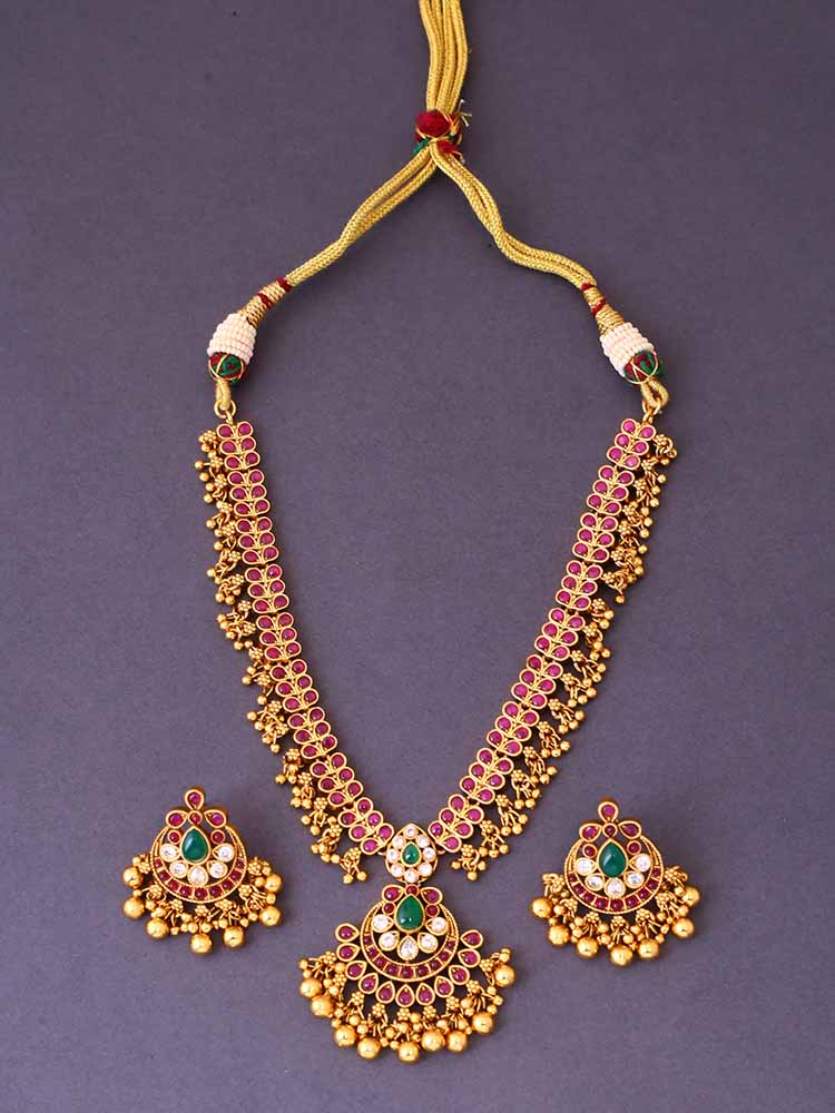 Multicolor Matangi Antique Jewellery Set - Image 3