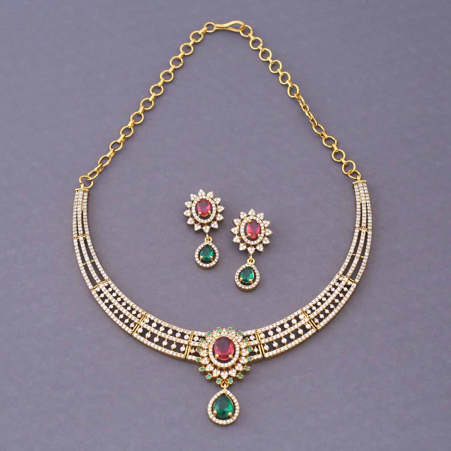 Multicolor Miranya Hasli Victorian Jewellery Set - New Arrival - Image 4
