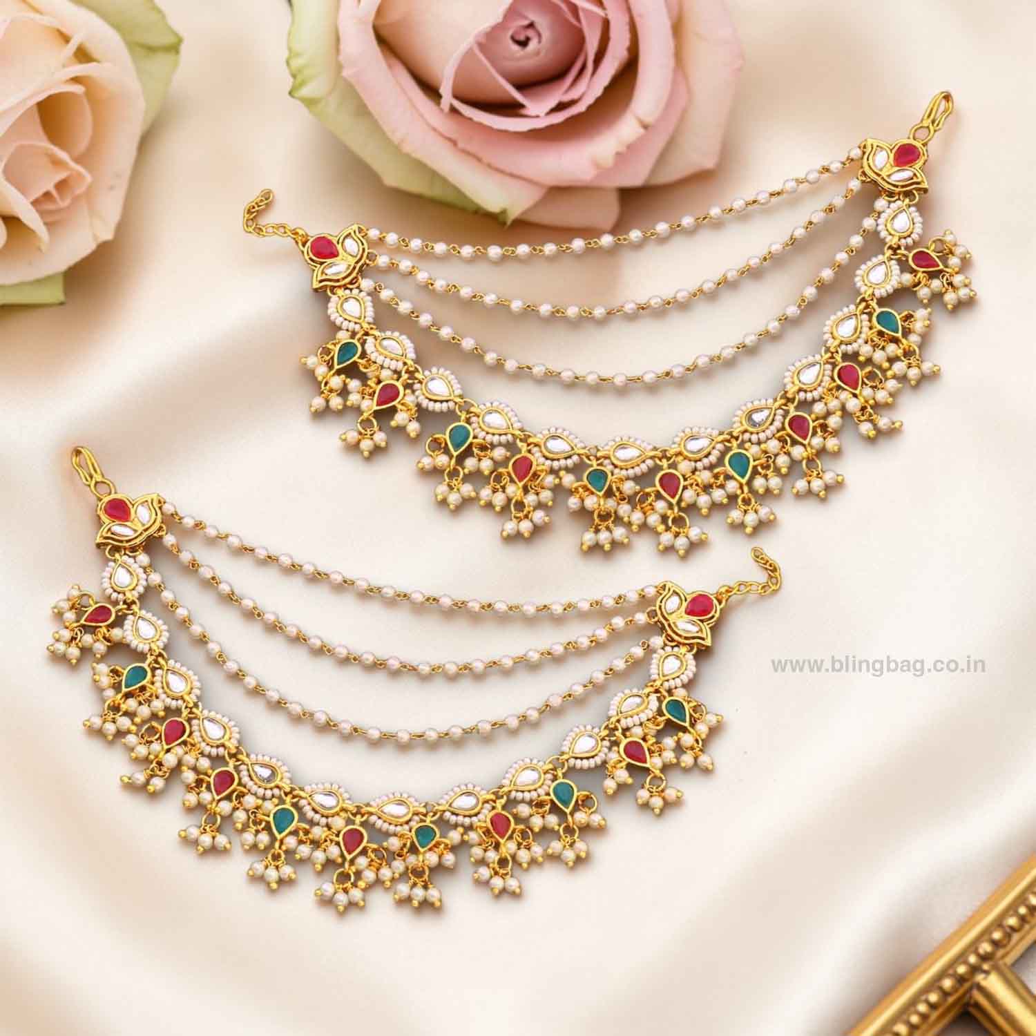 Multicolor Narmadai Antique Ear Chain