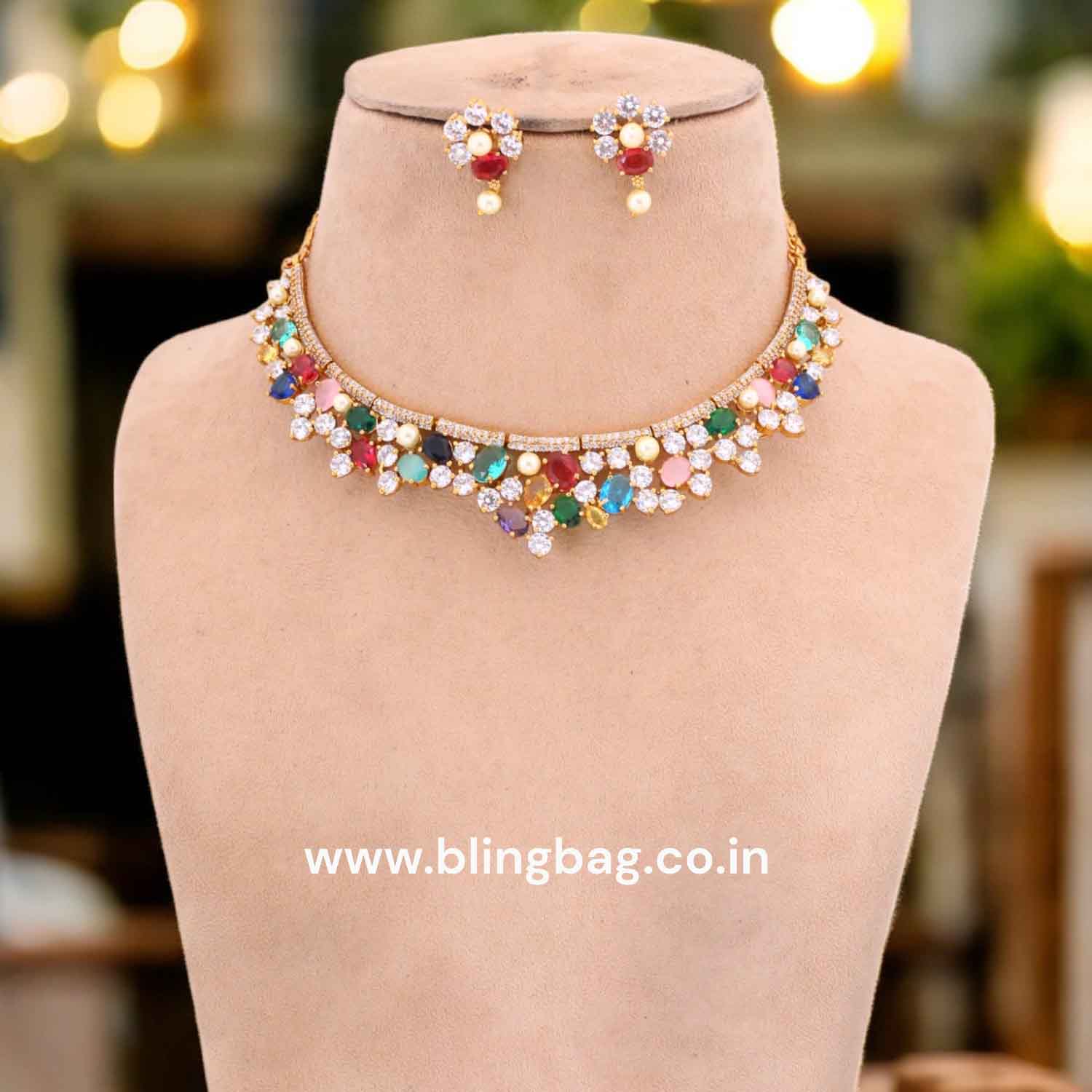 Multicolor Narusi Hasli Victorian Jewellery Set - New Arrival - Image 3