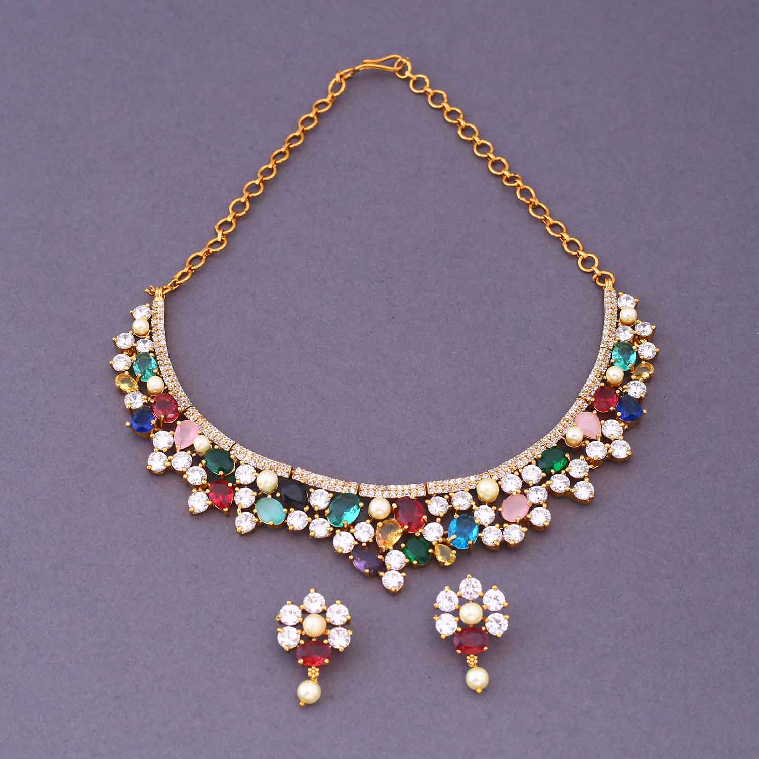 Multicolor Narusi Hasli Victorian Jewellery Set - New Arrival - Image 4