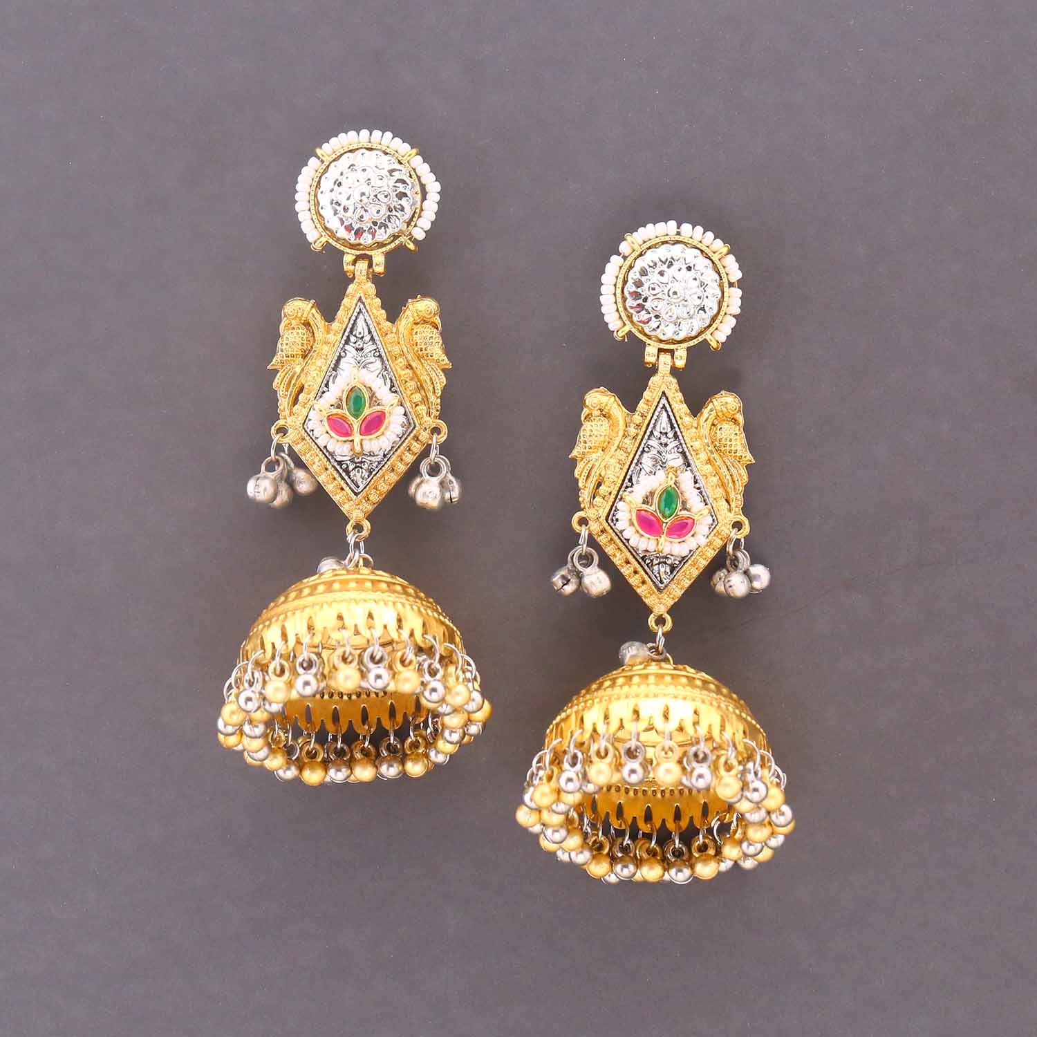 Multicolor Nikshatra Oxidised Jhumkis - Image 2
