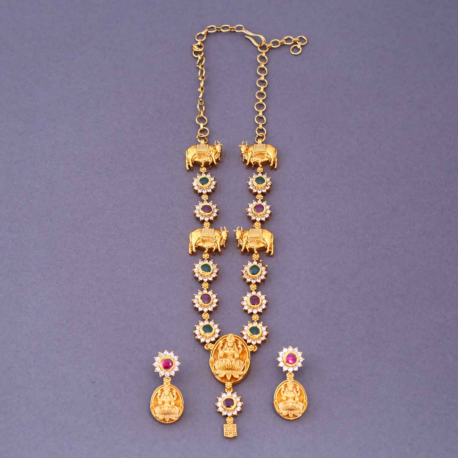 Multicolor Nityai Temple Jewellery Set- New Arrival - Image 3