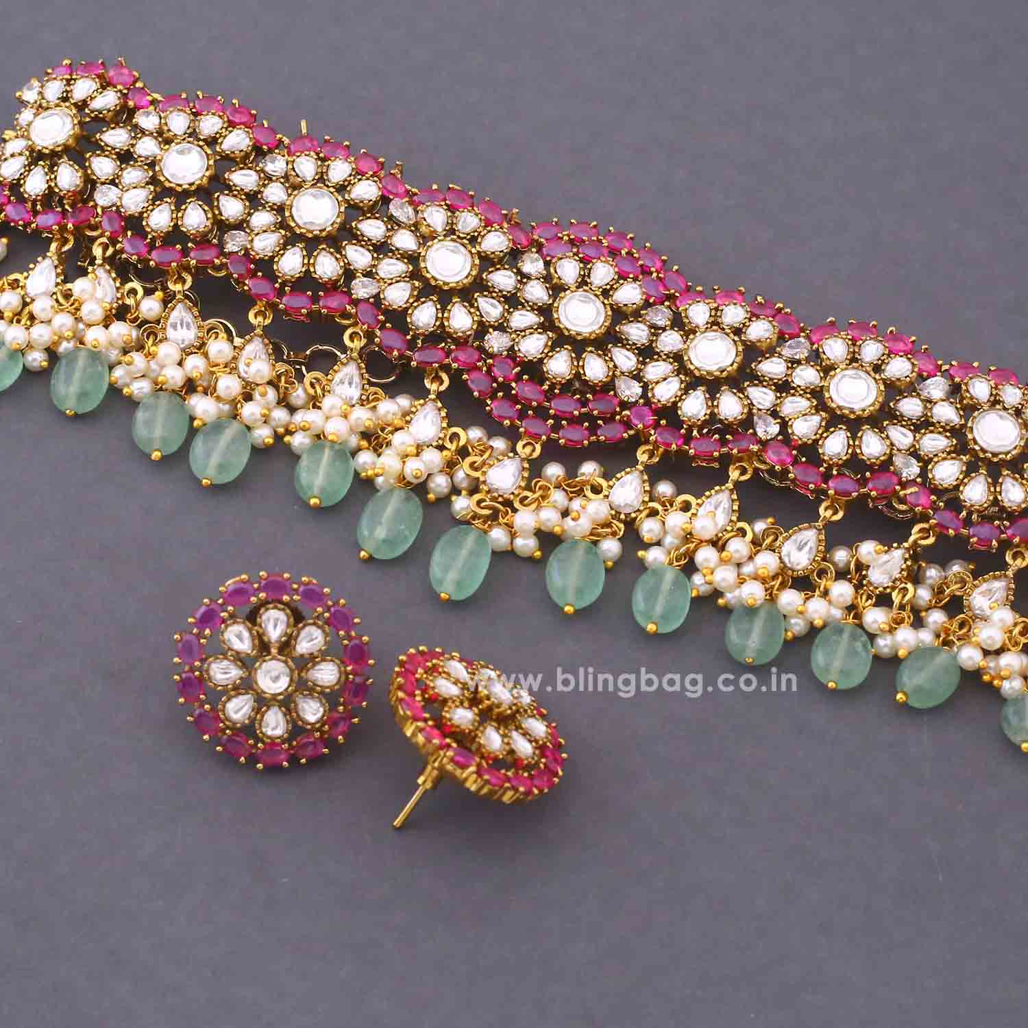Multicolor Odalisse Antique Jewellery Set - New Arrival - Image 6