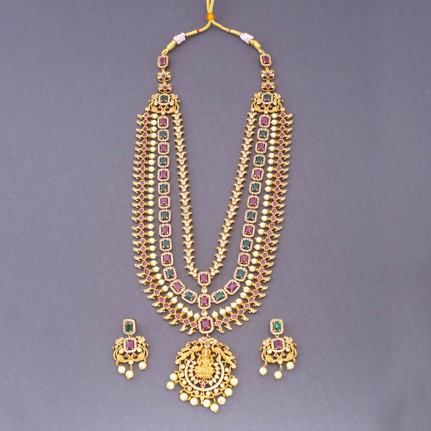 Multicolor Padma Temple Jewellery Set - New Arrival - Image 3