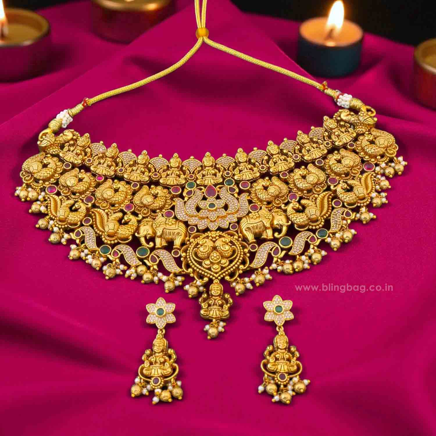 Multicolor Padmavatitaa Temple Jewellery Set - New Arrival - Image 2