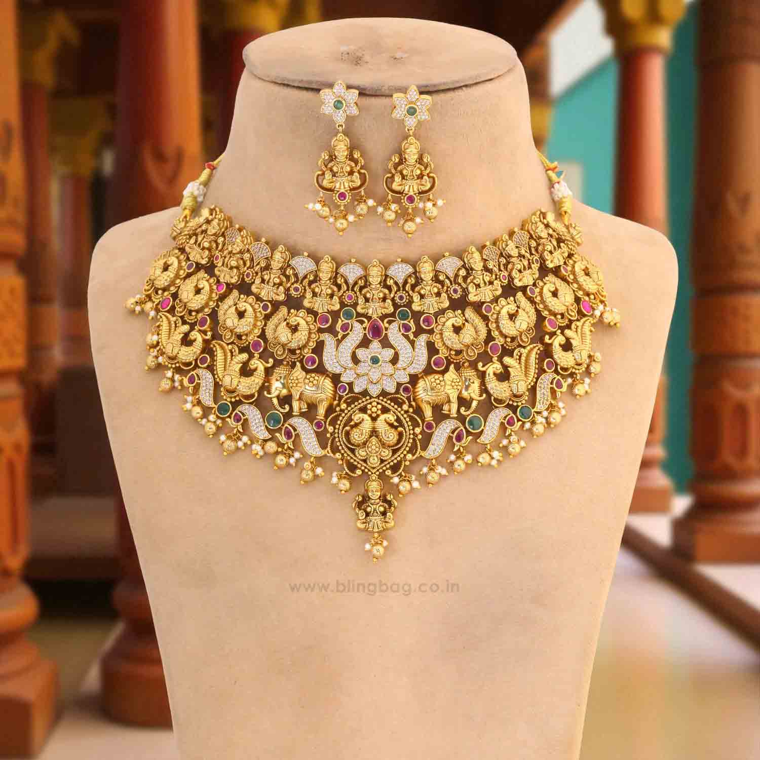 Multicolor Padmavatitaa Temple Jewellery Set - New Arrival - Image 3