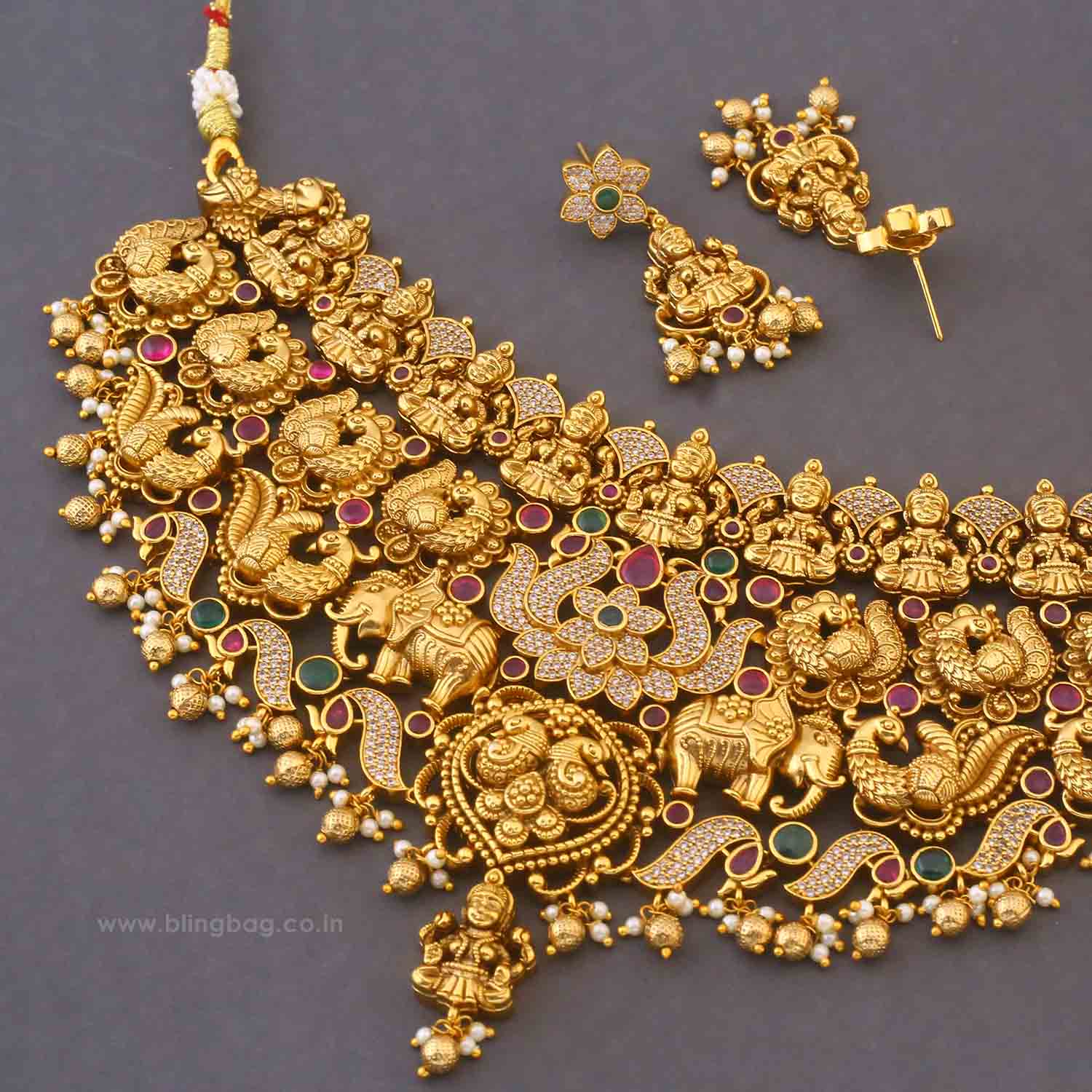 Multicolor Padmavatitaa Temple Jewellery Set - New Arrival - Image 5