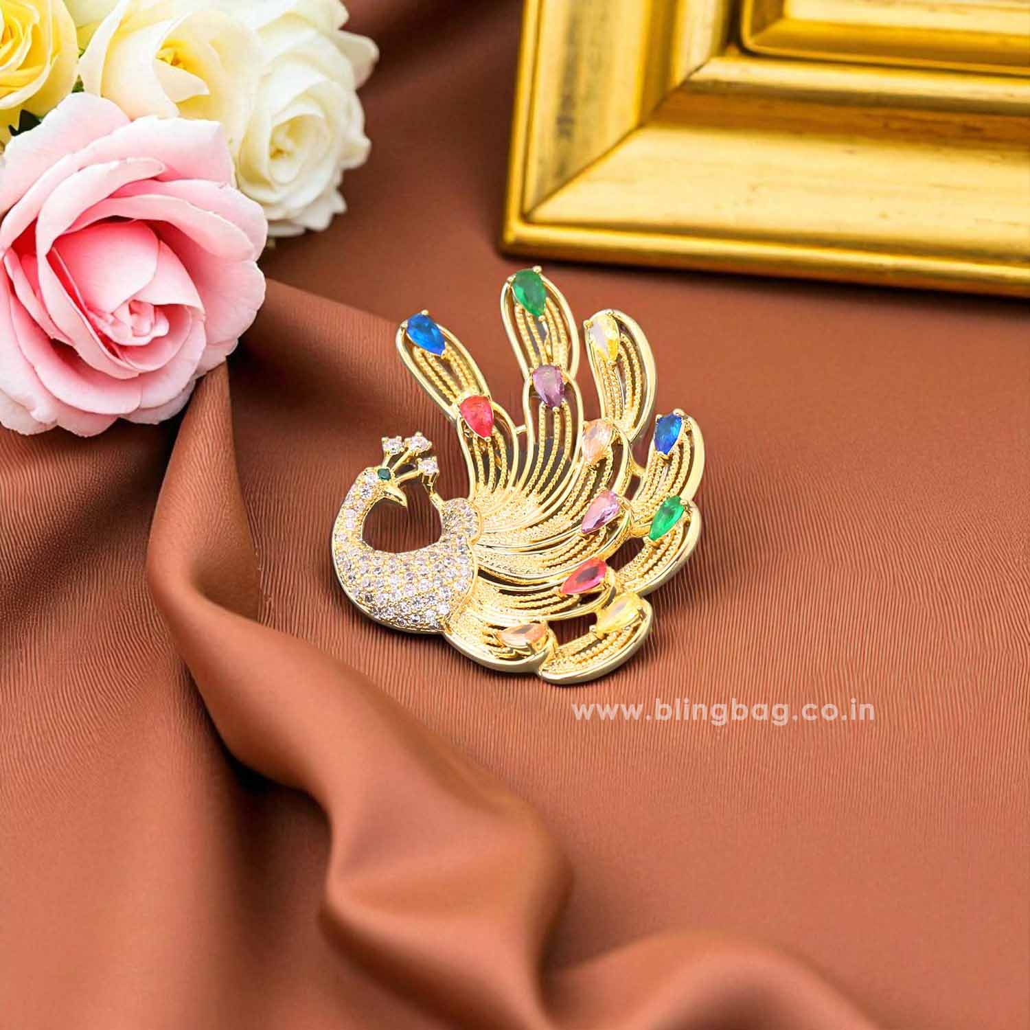 Multicolor Peacock Brooch - Image 2