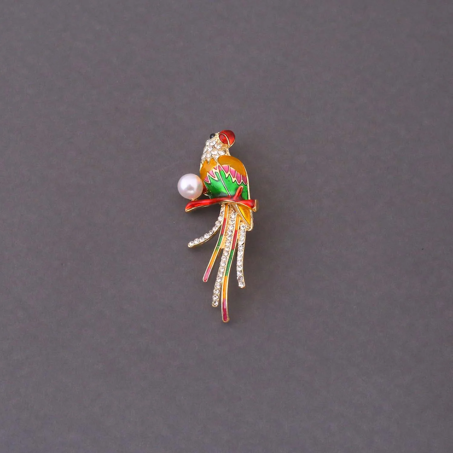 Multicolor Pearl Parrot Brooch - Image 3