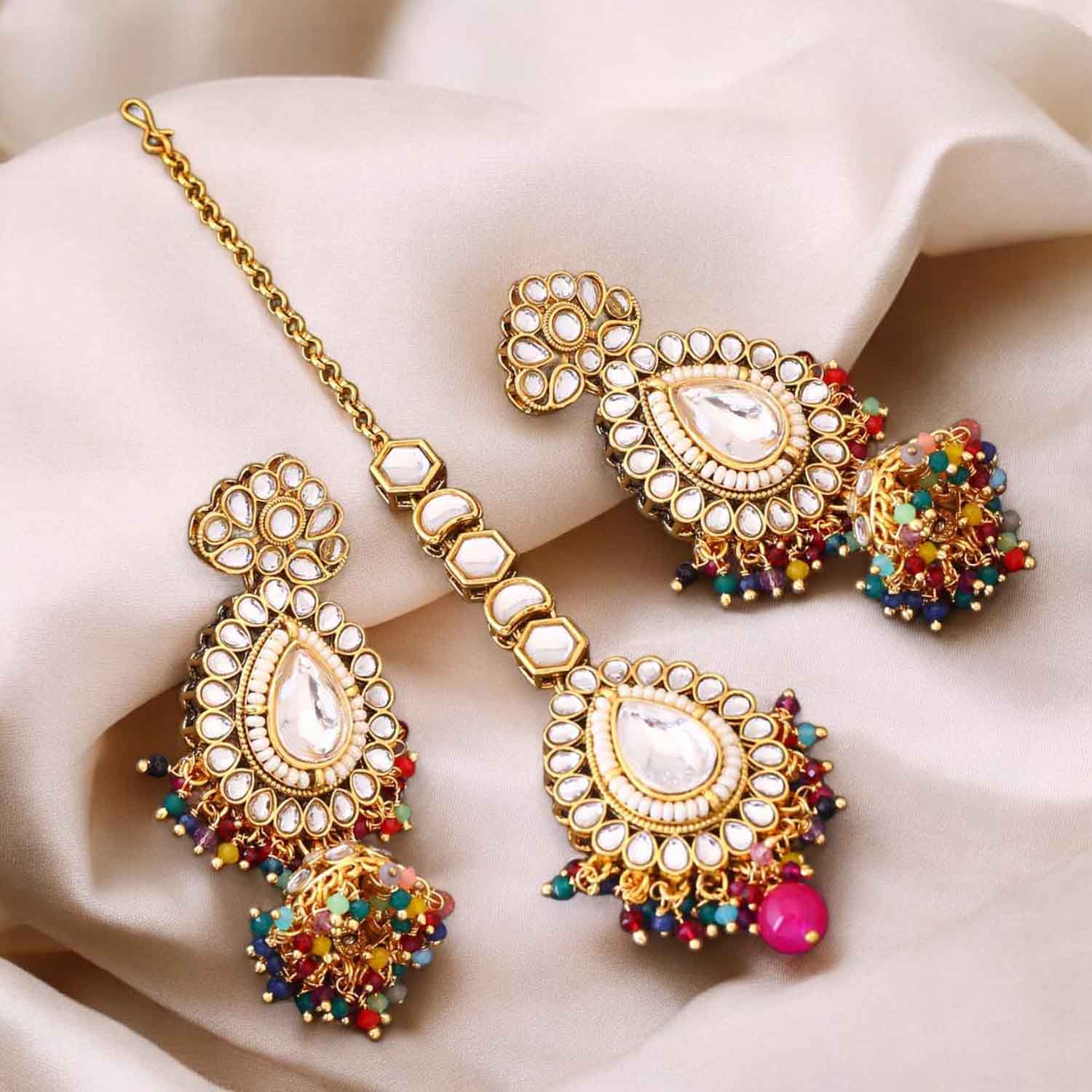 Multicolor Pippali Maang Tikka Set