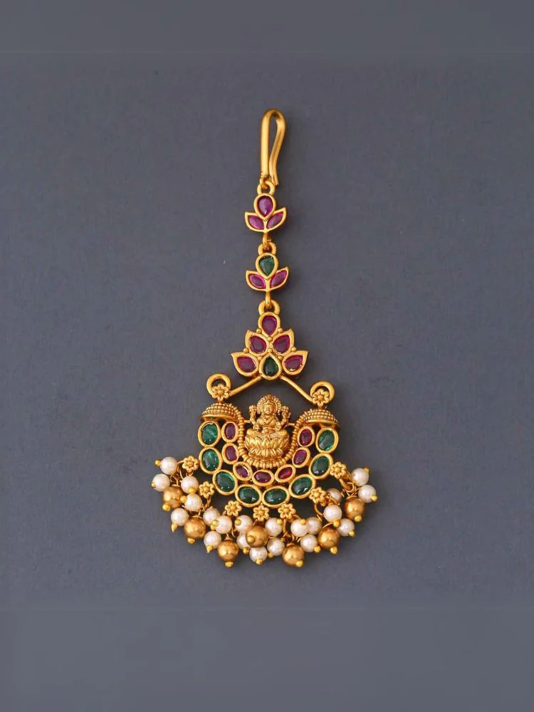 Multicolor Prakruthi Temple Maang Tikka - Image 2