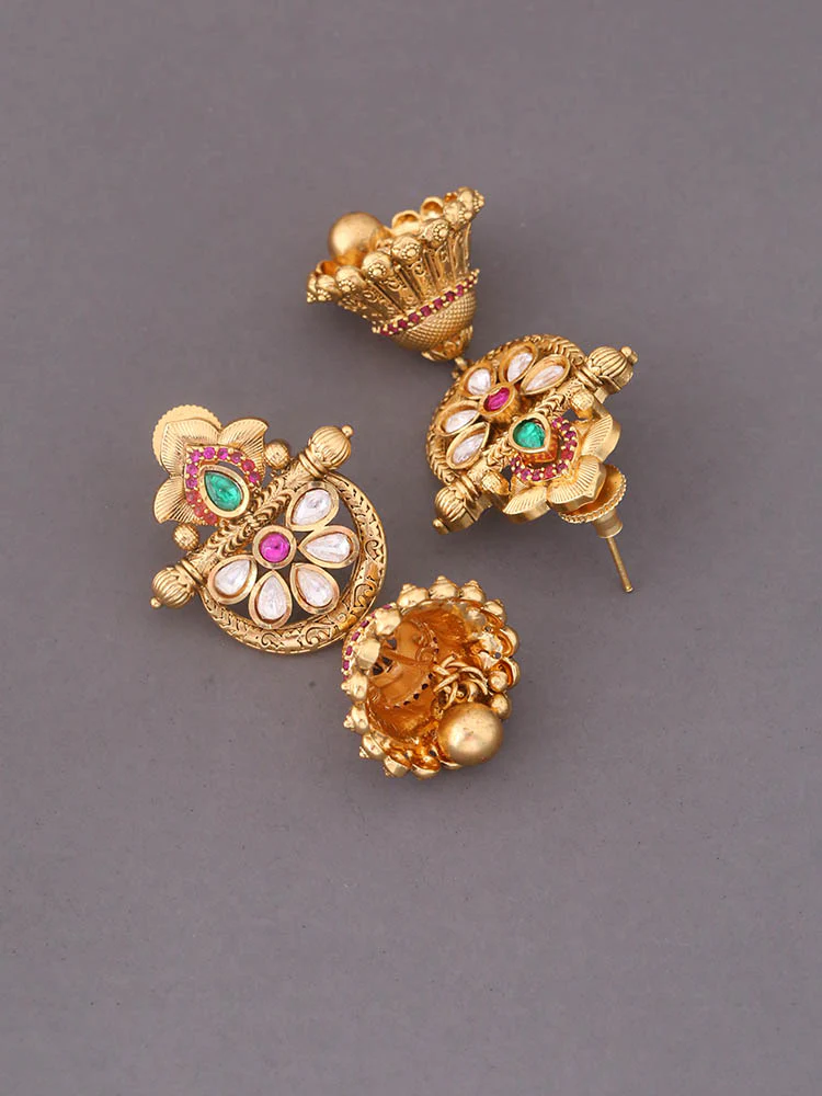 Multicolor Prisha Temple Jhumkis - Image 3