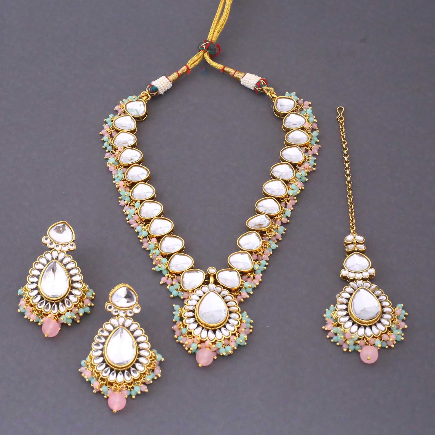 Multicolor Qanita Kundan Jewellery Set - Image 3
