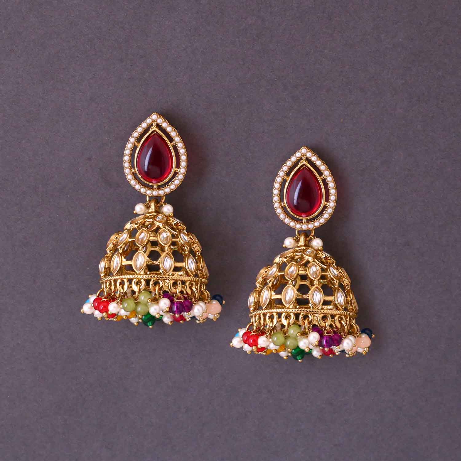 Multicolor Ranjana Jhumkis - Image 3