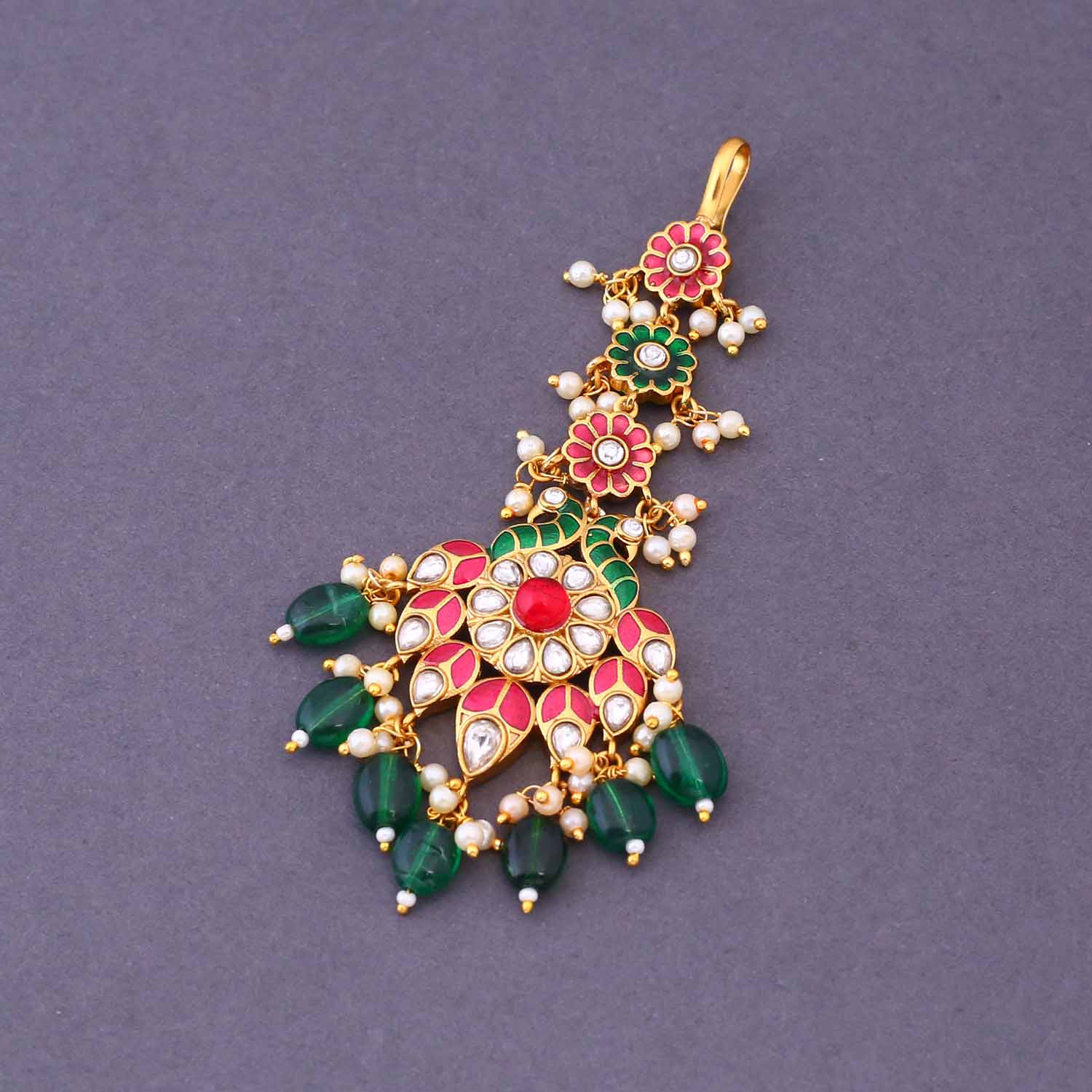 Multicolor Rasmani Maang Tikka - Image 3