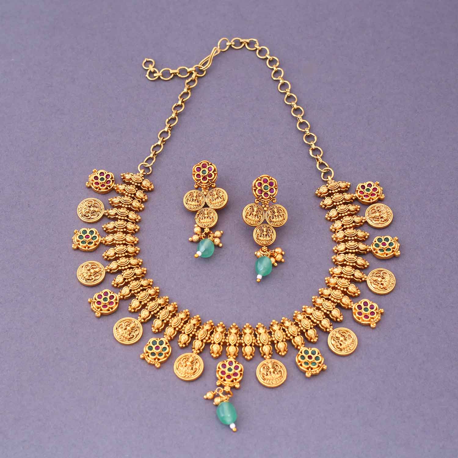 Multicolor Riddhimaa Temple Jewellery Set- New Arrival - Image 3