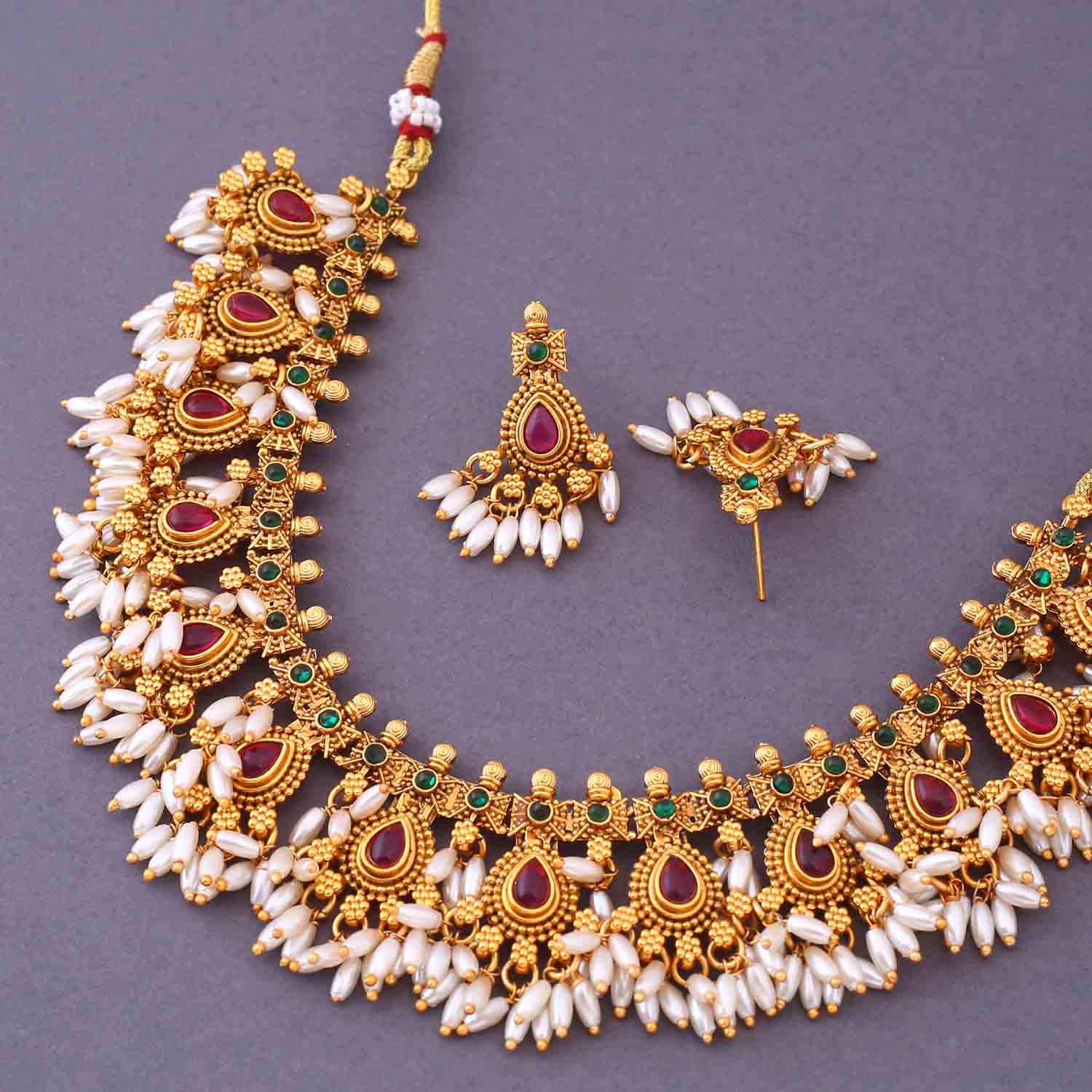 Multicolor Rimjhim Antique Jewellery Set - New Arrival - Image 3