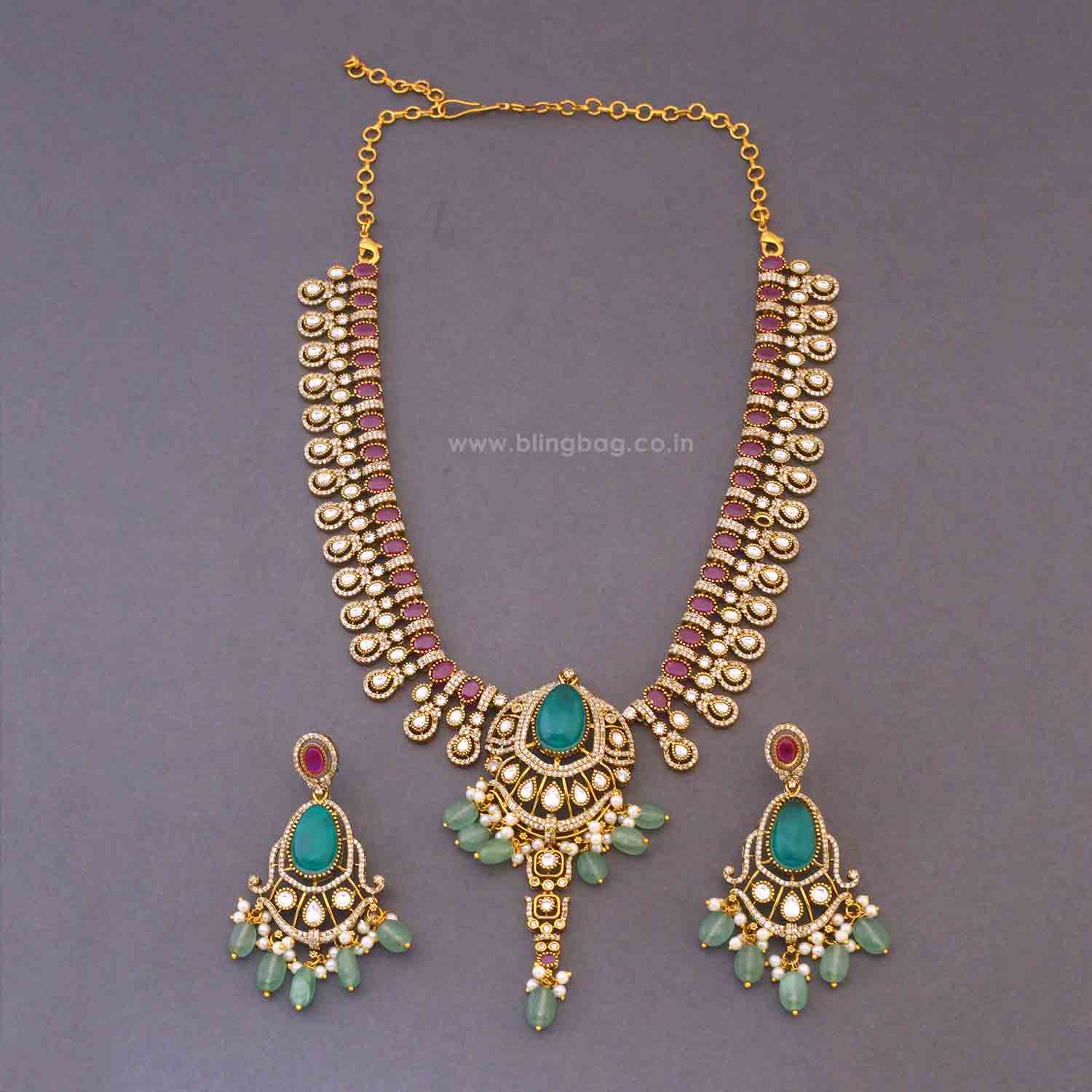 Multicolor Runaisa Victorian Jewellery Set - Image 4