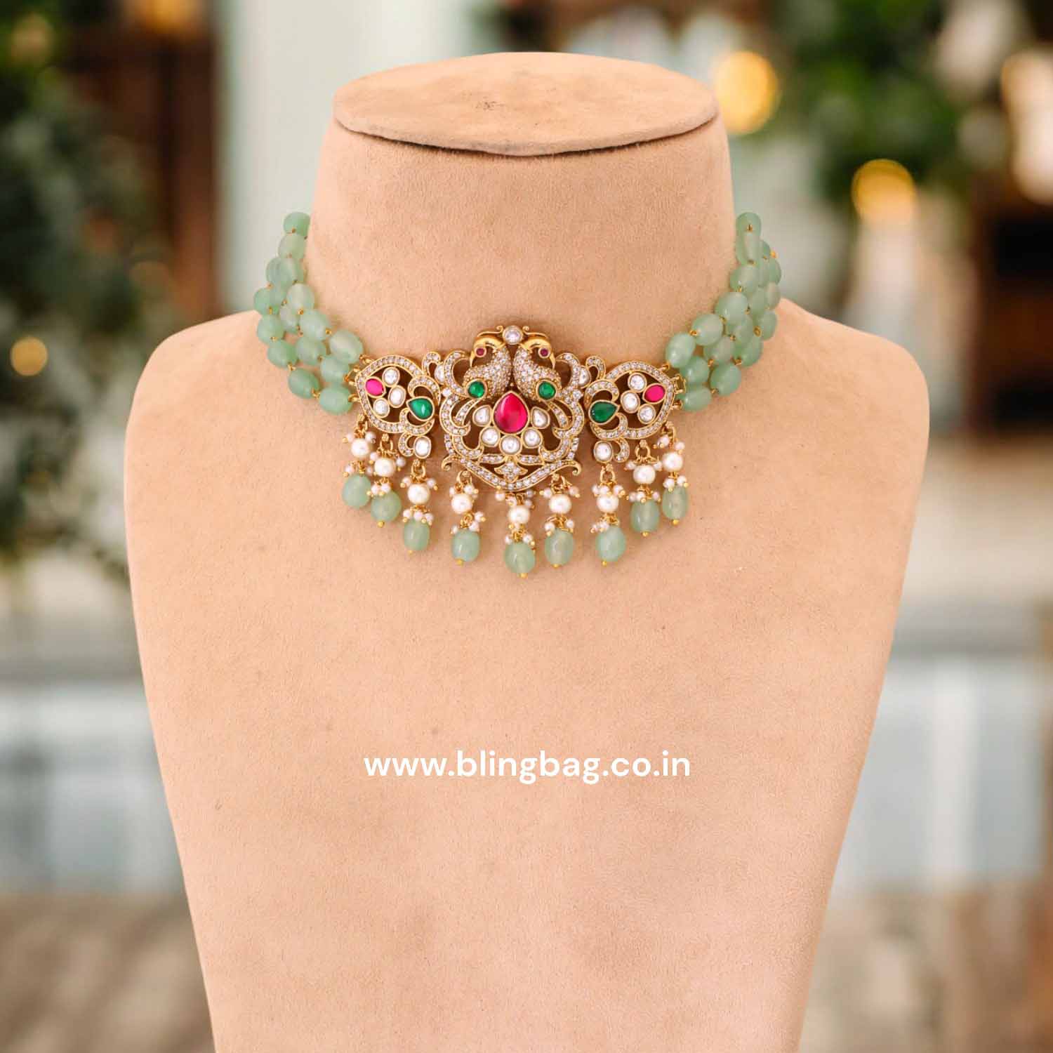 Multicolor Ruthee Victorian Jewellery Set - New Arrival - Image 2