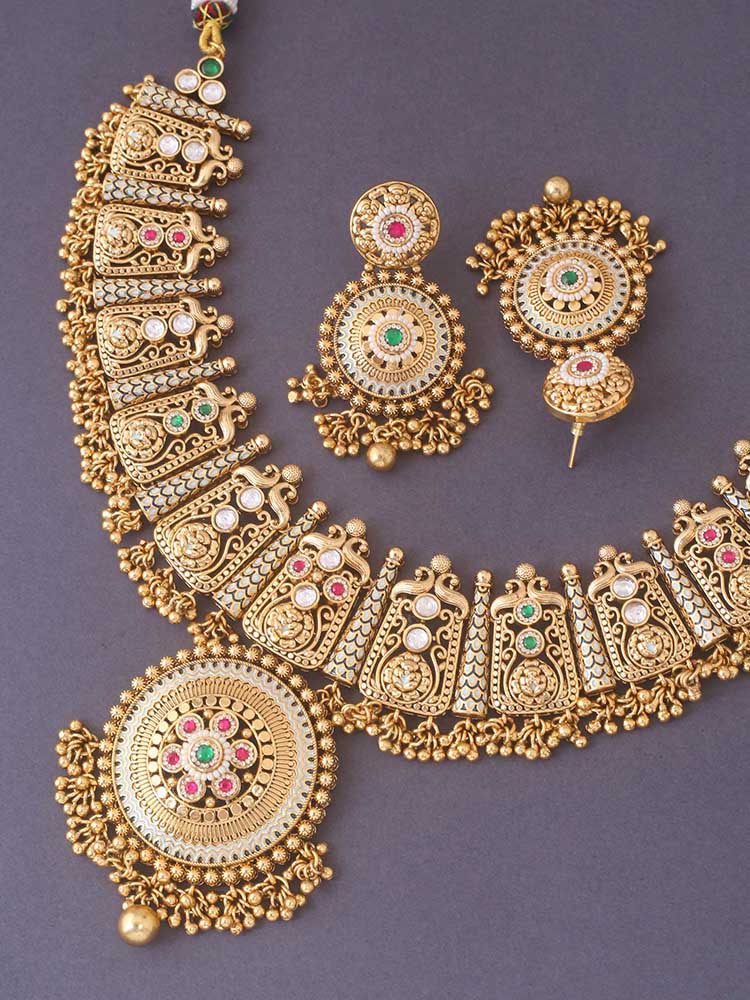 Multicolor Rutvi Antique Jewellery Set - Image 4