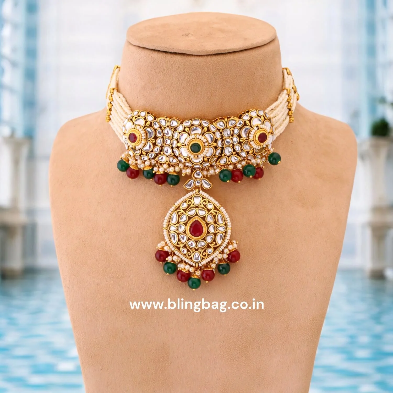 Multicolor Saloni Kundan Jewellery Set - Image 2