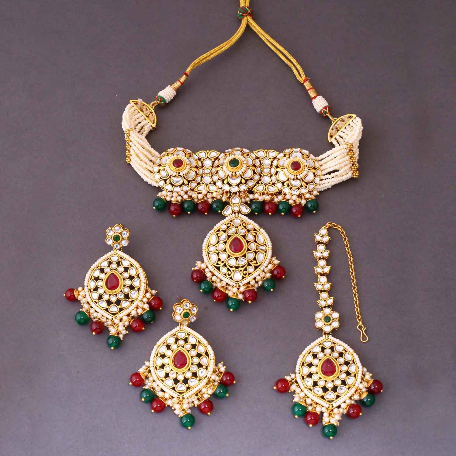 Multicolor Saloni Kundan Jewellery Set - Image 4