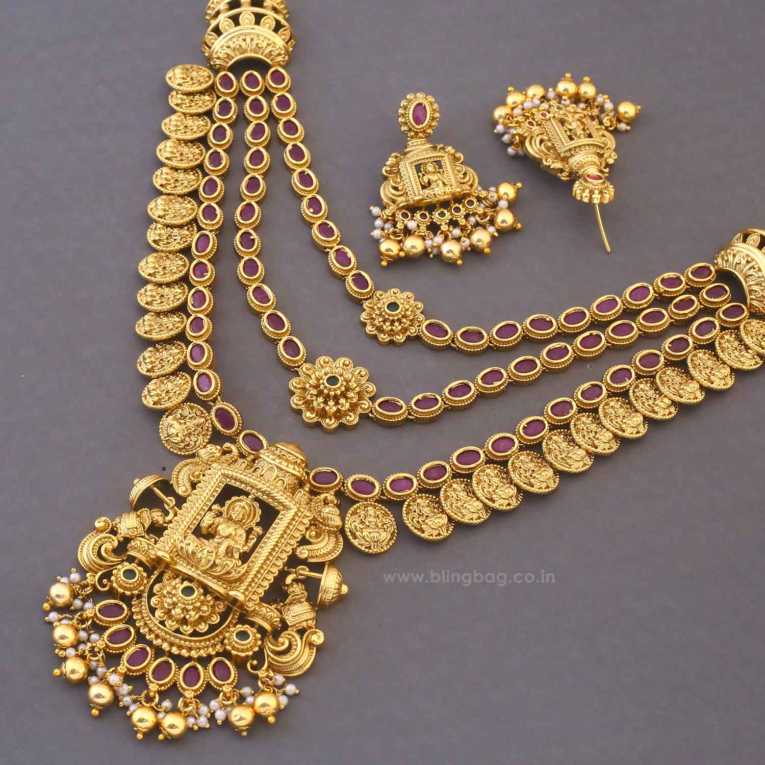 Multicolor Saraswatina Temple Jewellery Set - New Arrival - Image 4