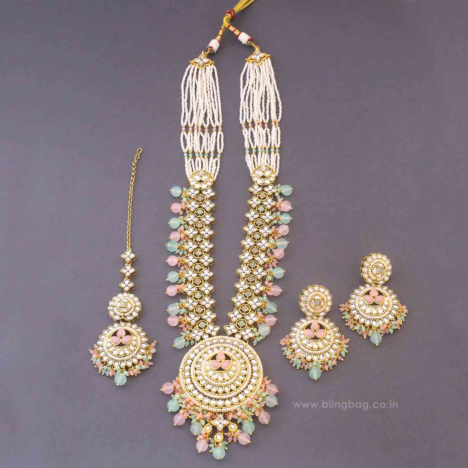 Multicolor Seema Kundan Jewellery Set - Image 4