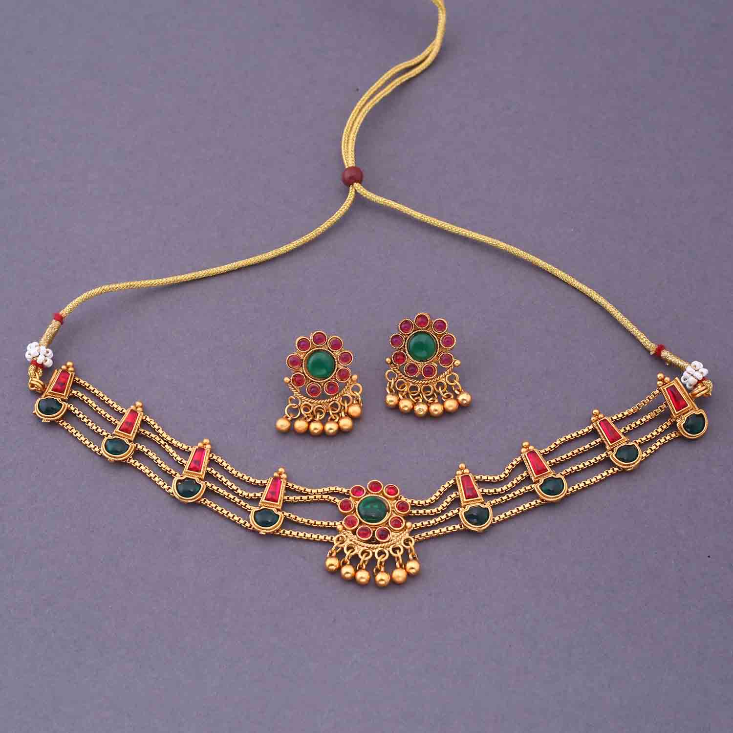 Multicolor Seerat Antique Jewellery Set - New Arrival - Image 3