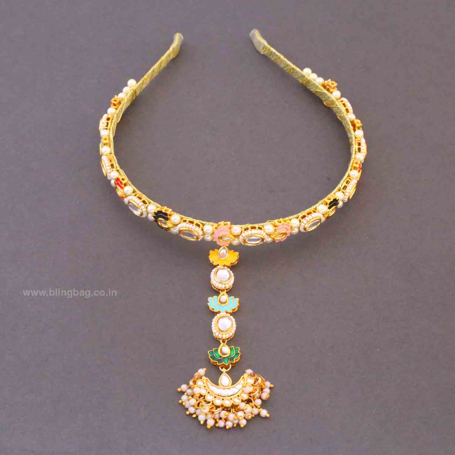 Multicolor Senitaa Hairband With Tikka - Image 2