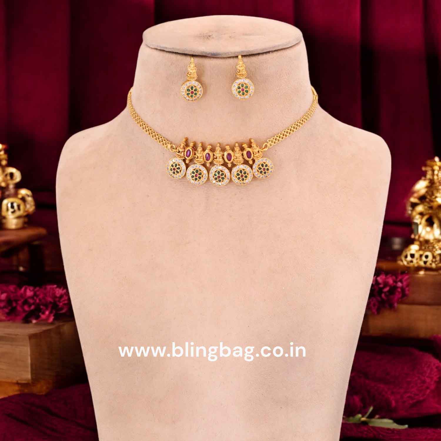 Multicolor Shaktima Temple Jewellery Set- New Arrival - Image 2