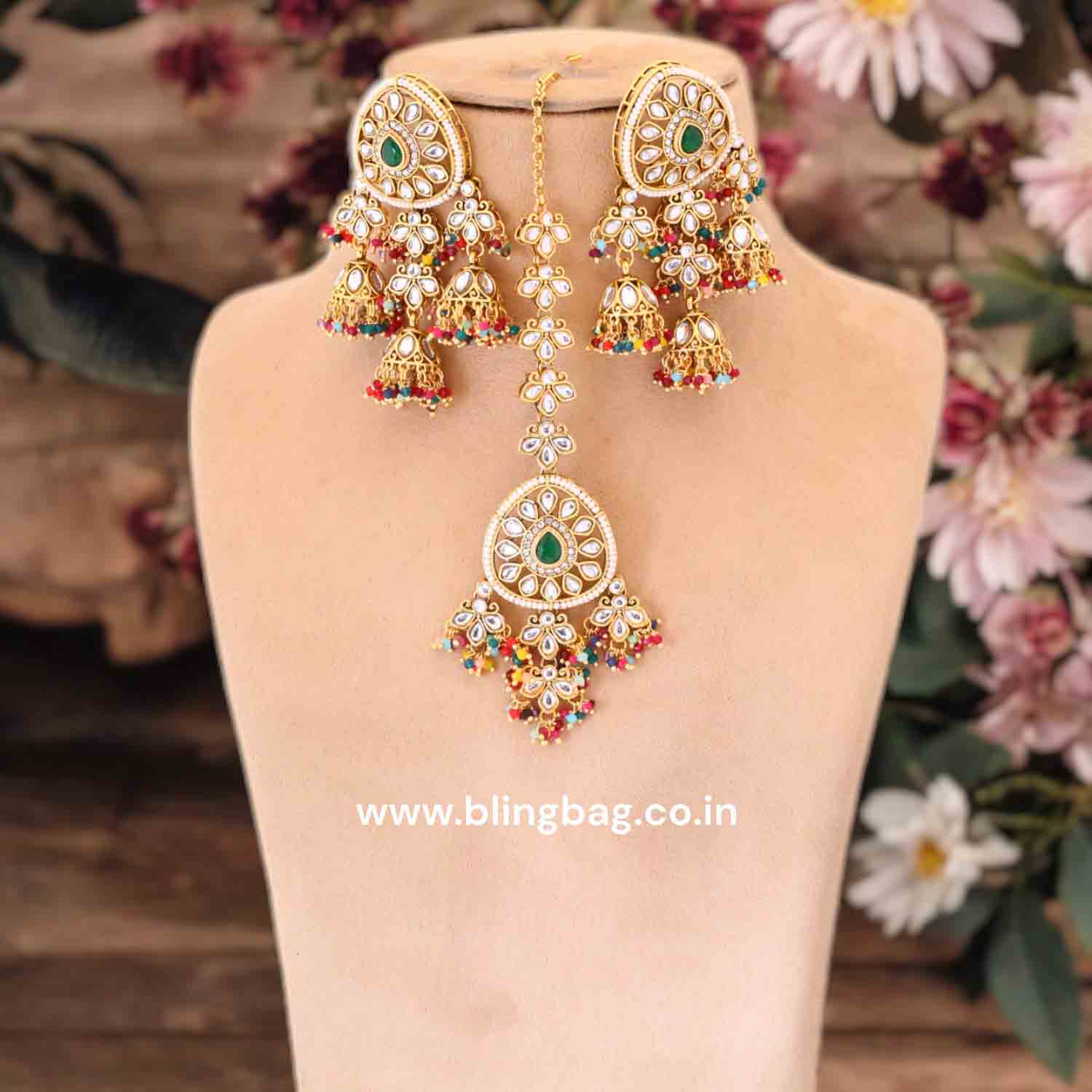 Multicolor Shatavari Maang Tikka Set - Image 2