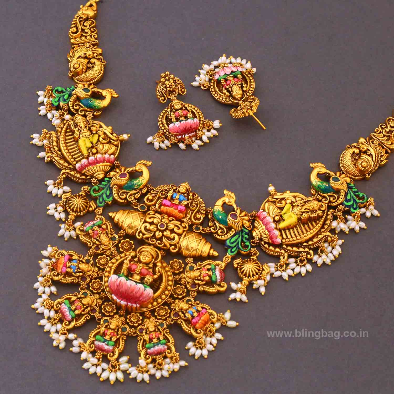 Multicolor Shringarika Temple Jewellery Set- New Arrivals - Image 5
