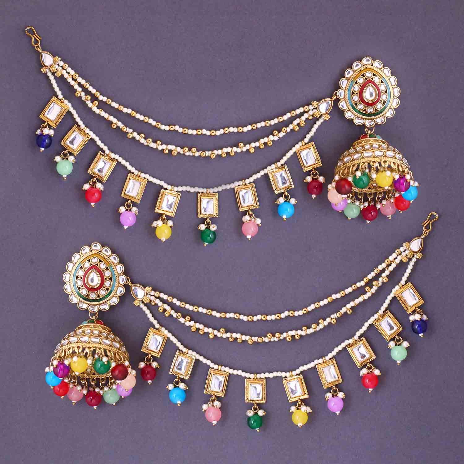 Multicolor Sriti Sahara Jhumkis - Image 3