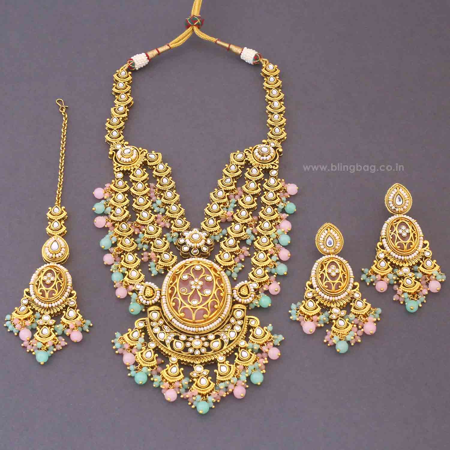 Multicolor Sujata Kundan Jewellery Set - Image 4