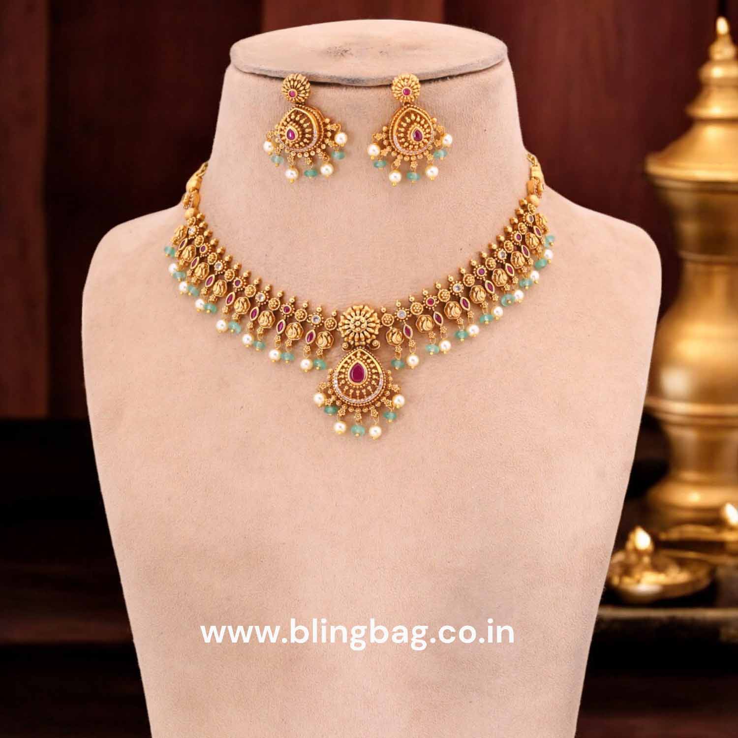 Multicolor Suprabha Antique Jewellery Set - New Arrival - Image 2
