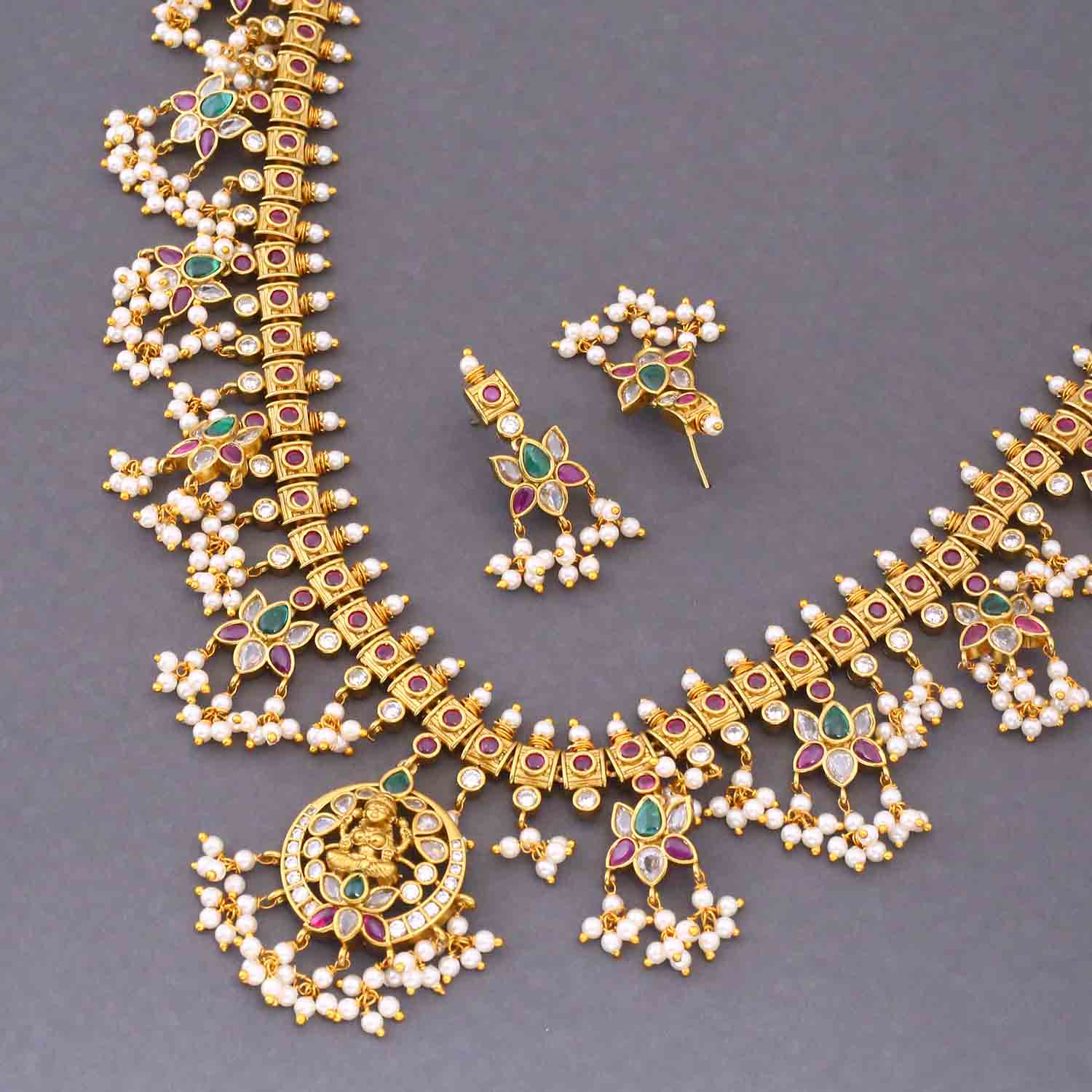 Multicolor Sylvara Antique Jewellery Set - New Arrival - Image 5