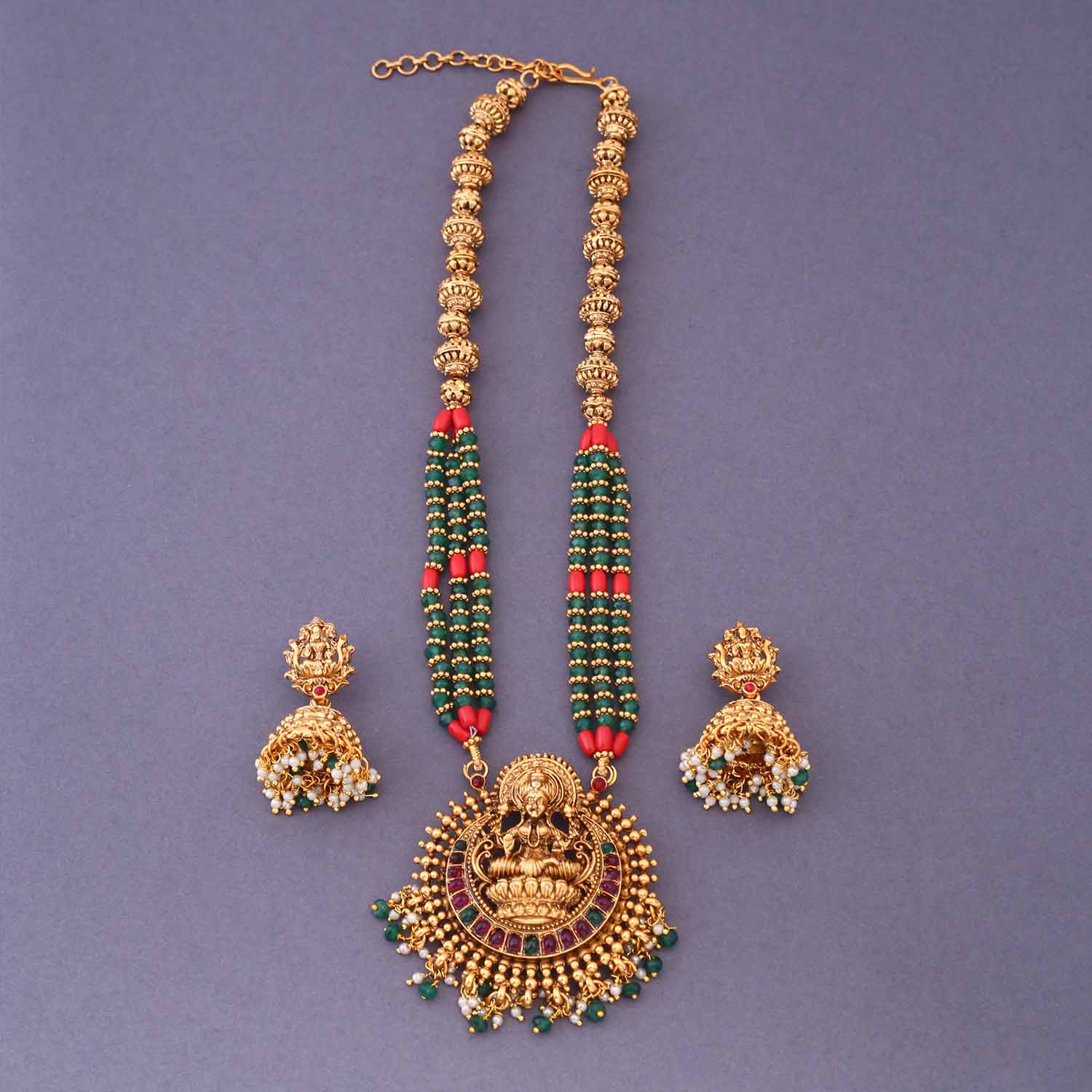 Multicolor Tapaswini Temple Jewellery Set- New Arrival - Image 3